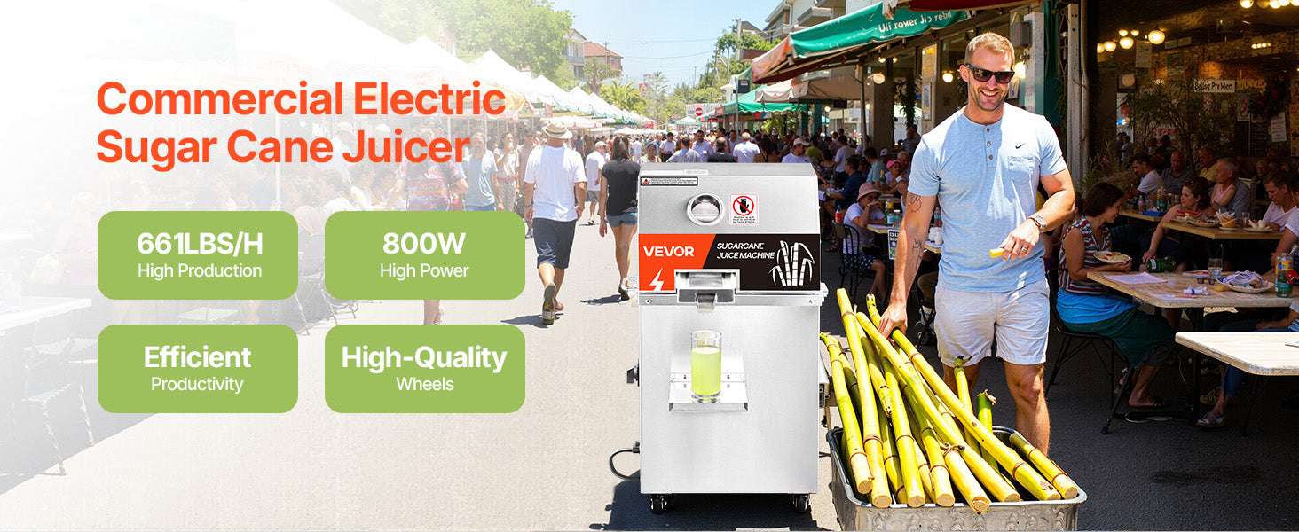 Commercial Sugar Cane Juicer 800W High Output 3-Roller Machine-661LBS per hour / United States