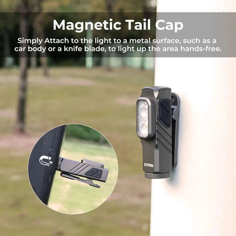 Compact 1000LM USB-C Rechargeable EDC Flashlight with Magnetic Clip-6500K-7000K / GREEN / China Mainland|14500