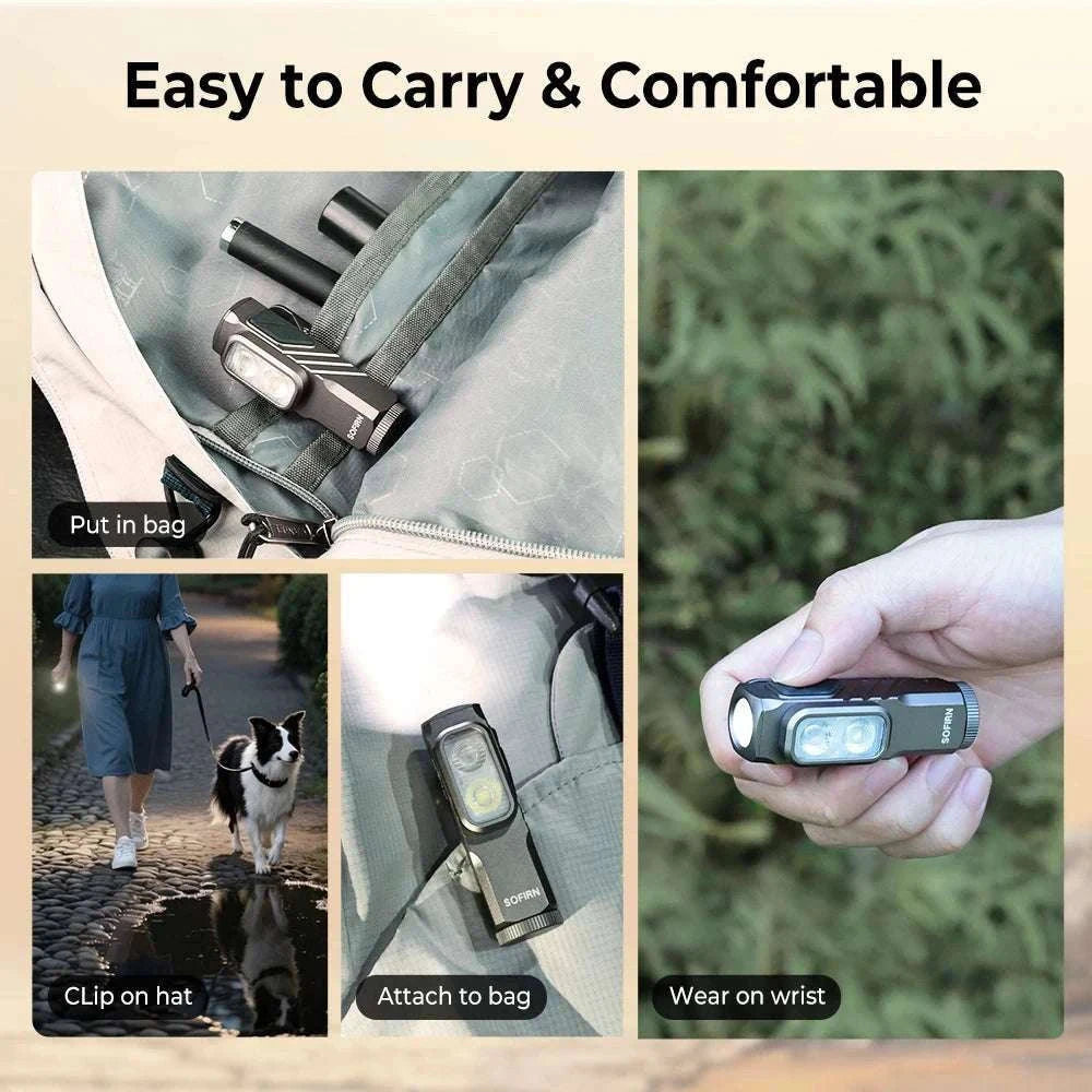 Compact 1000LM USB-C Rechargeable EDC Flashlight with Magnetic Clip-6500K-7000K / GREEN / China Mainland|14500
