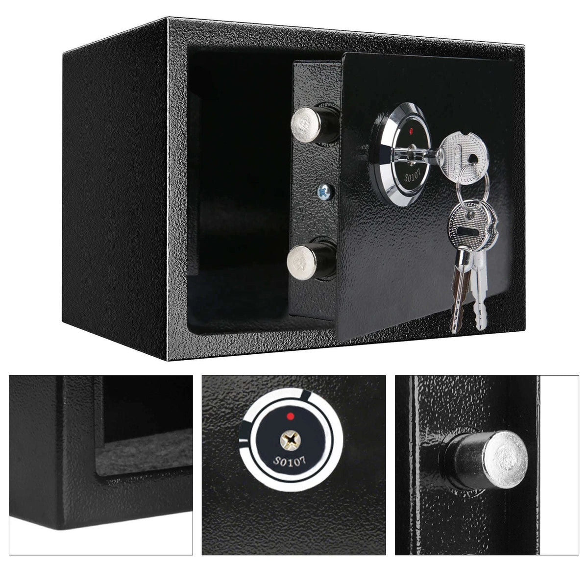 Compact Key Lock Safe Box for Cash, Jewelry & Documents-black / france