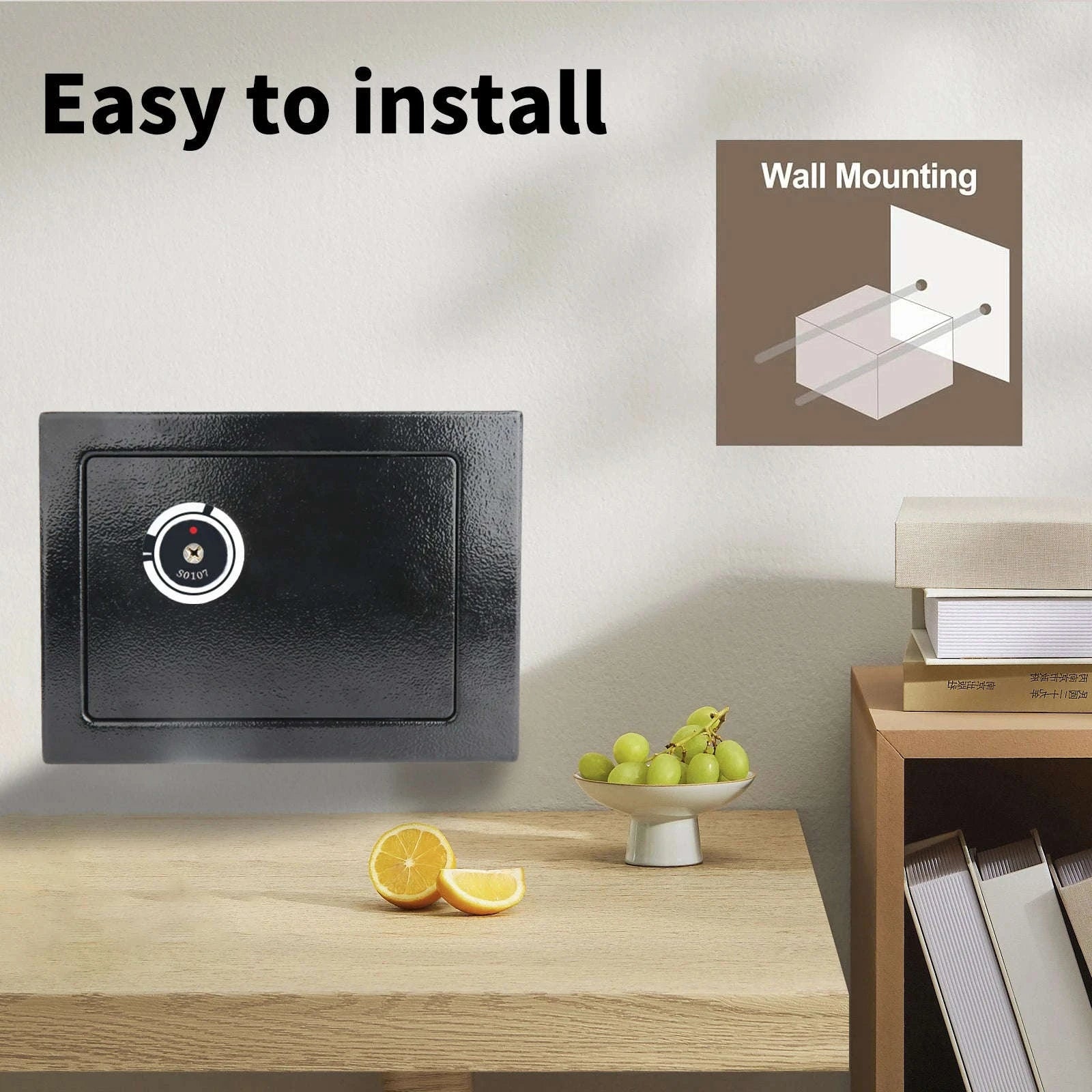 Compact Key Lock Security Safe Box with Steel Construction-ES-Black / france