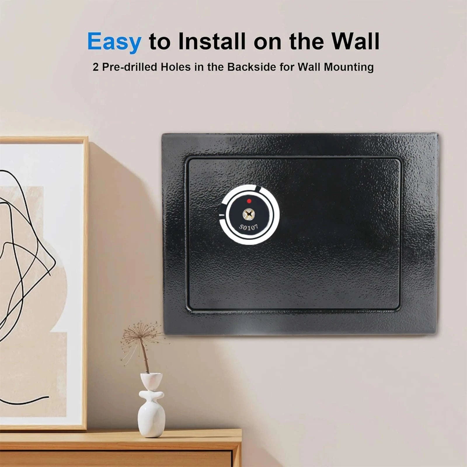 Compact Key Lock Security Safe Box with Steel Construction-ES-Black / france