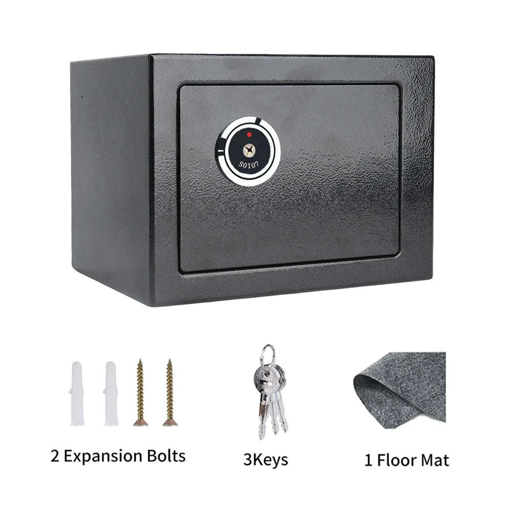 Compact Key Lock Security Safe Box with Steel Construction-ES-Black / france