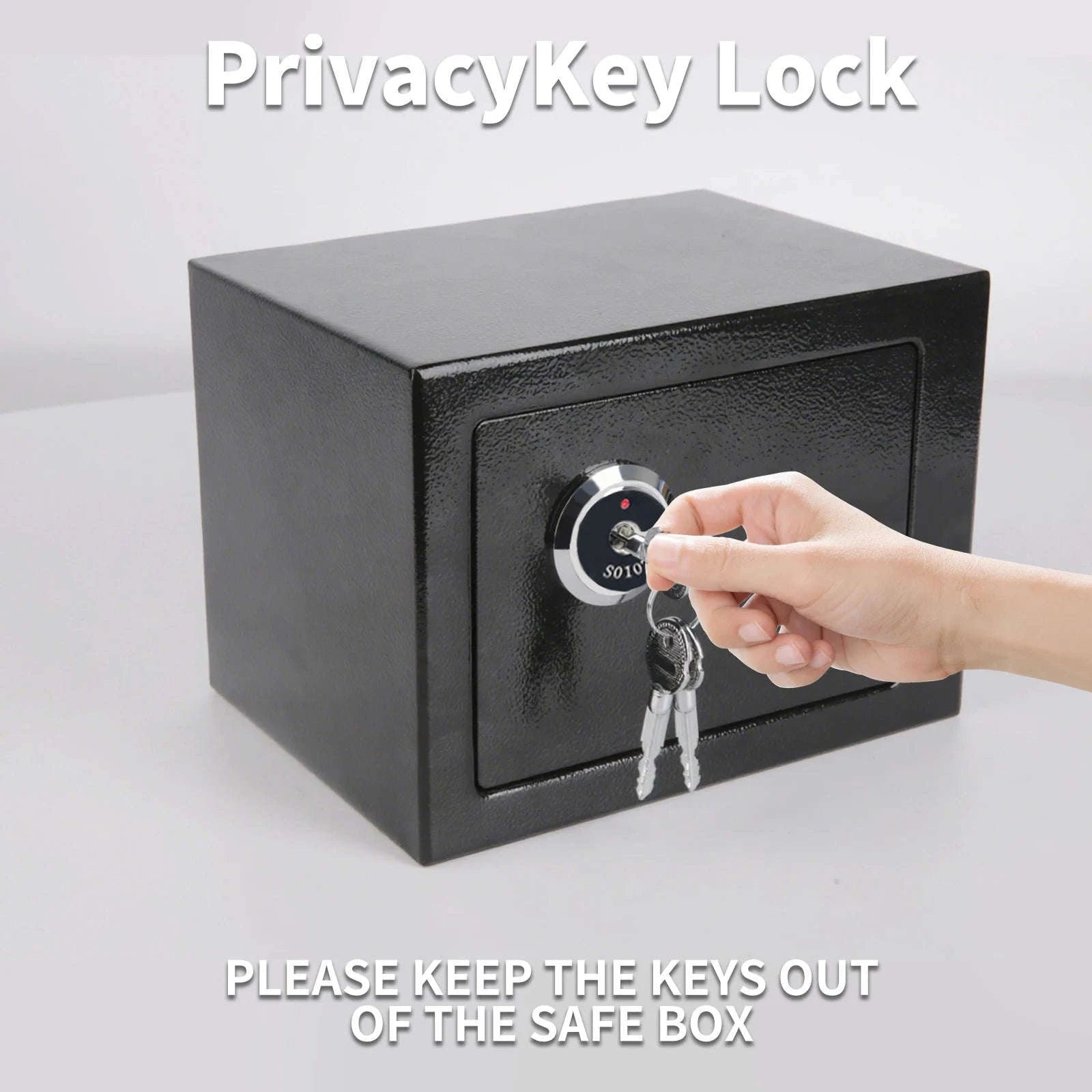 Compact Key Lock Security Safe Box with Steel Construction-ES-Black / france