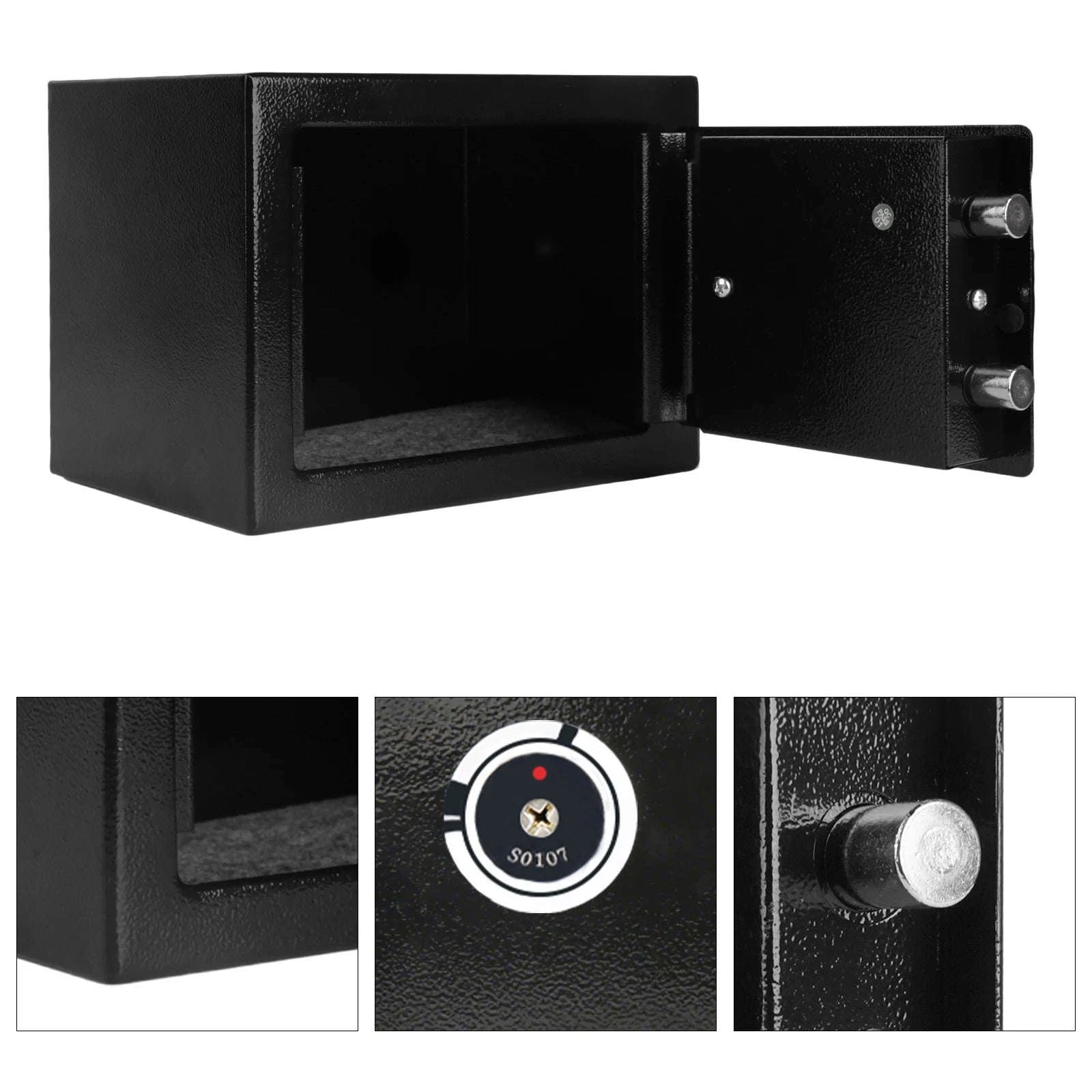 Compact Key Lock Security Safe Box with Steel Construction-ES-Black / france