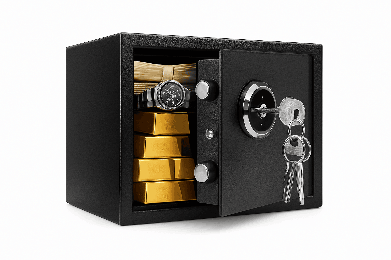 Compact Key Lock Security Safe Box with Steel Construction-ES-Black / france