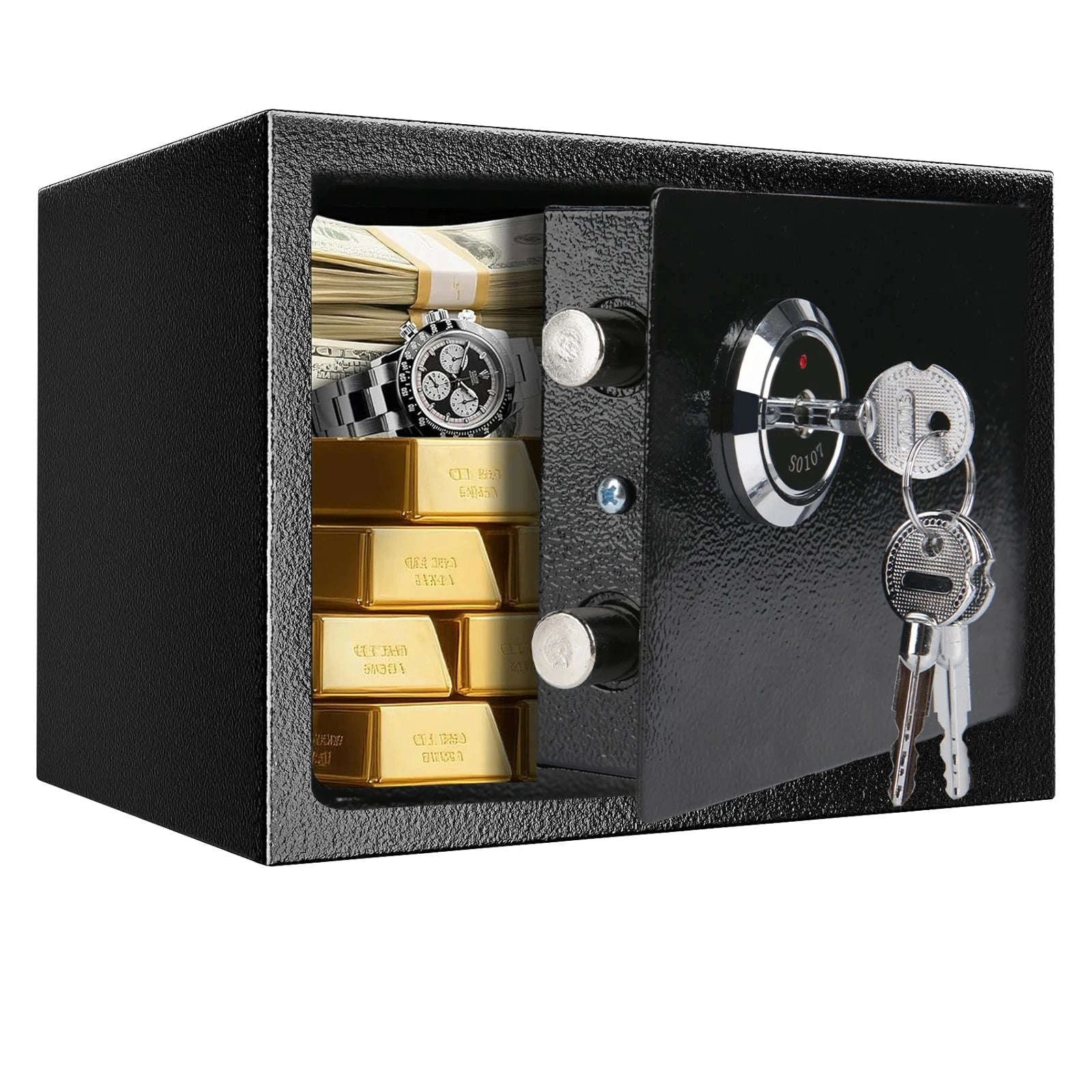Compact Key Lock Security Safe Box with Steel Construction-ES-Black / france