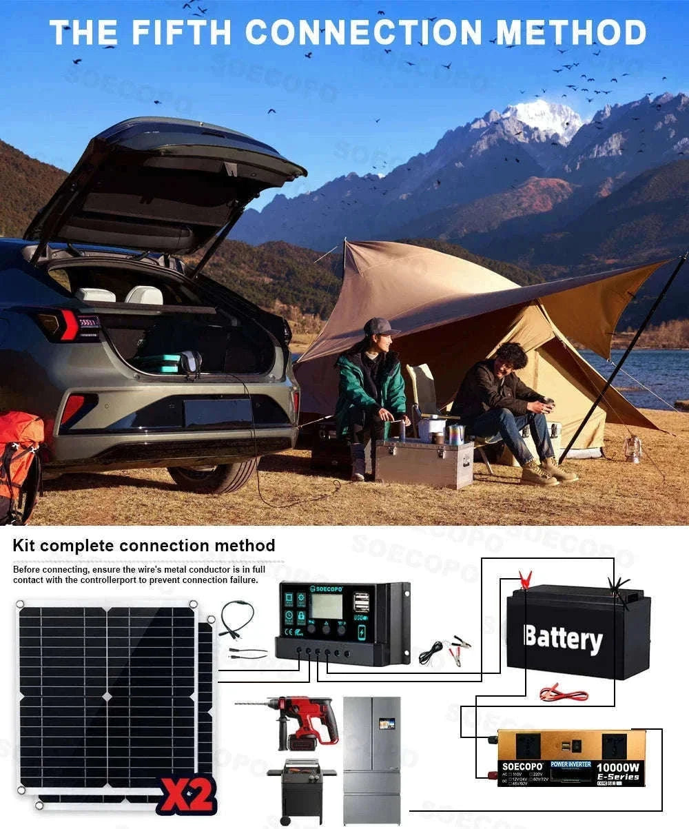 Complete Solar Power Kit 10000W Peak Inverter for Off-Grid Use-110V Solar Set