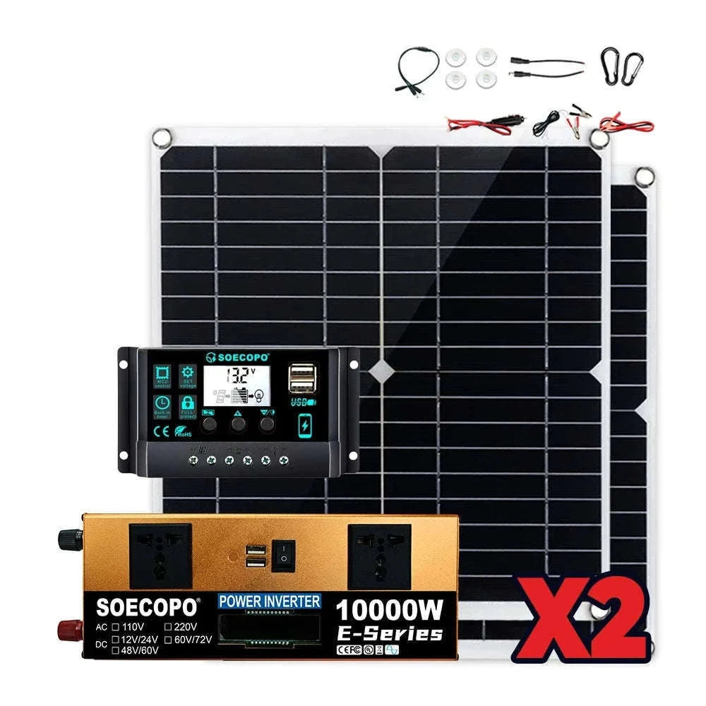 Complete Solar Power Kit 10000W Peak Inverter for Off-Grid Use-110V Solar Set