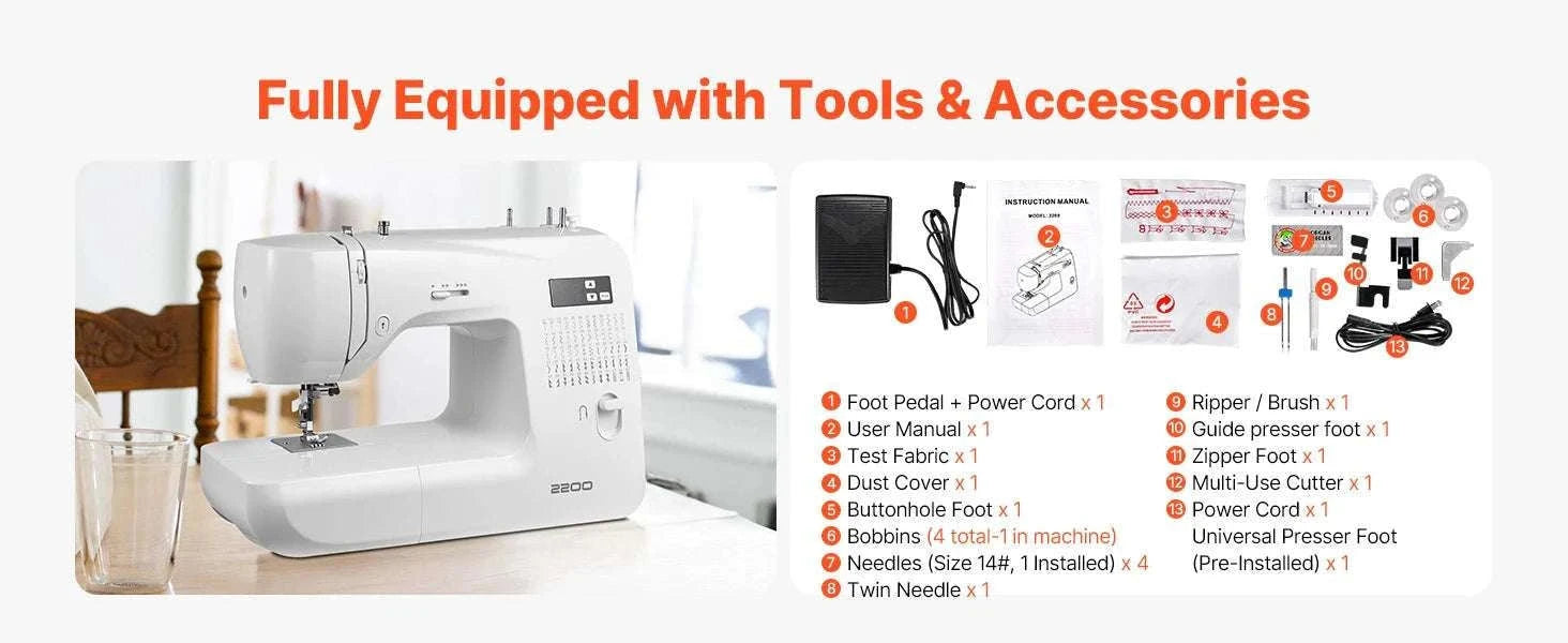 Computerized Sewing Machine with 60 Stitches, LED & Heavy-Duty Frame-42w 60 Patt. / United States