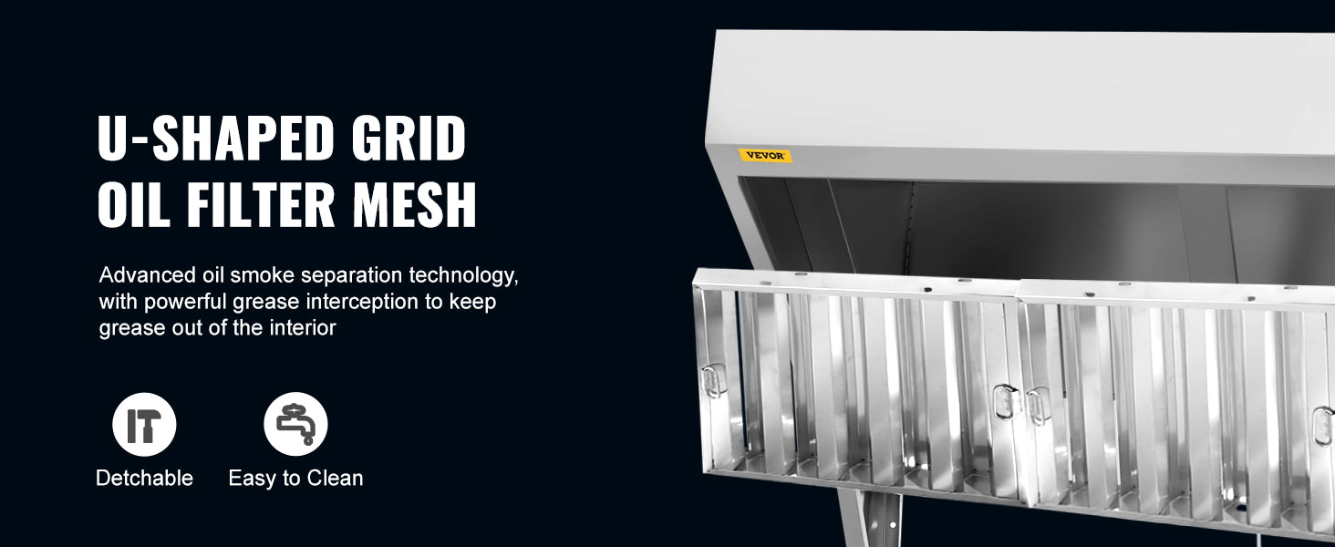 Commercial Stainless Steel Exhaust Hood Under Cabinet Range Hood