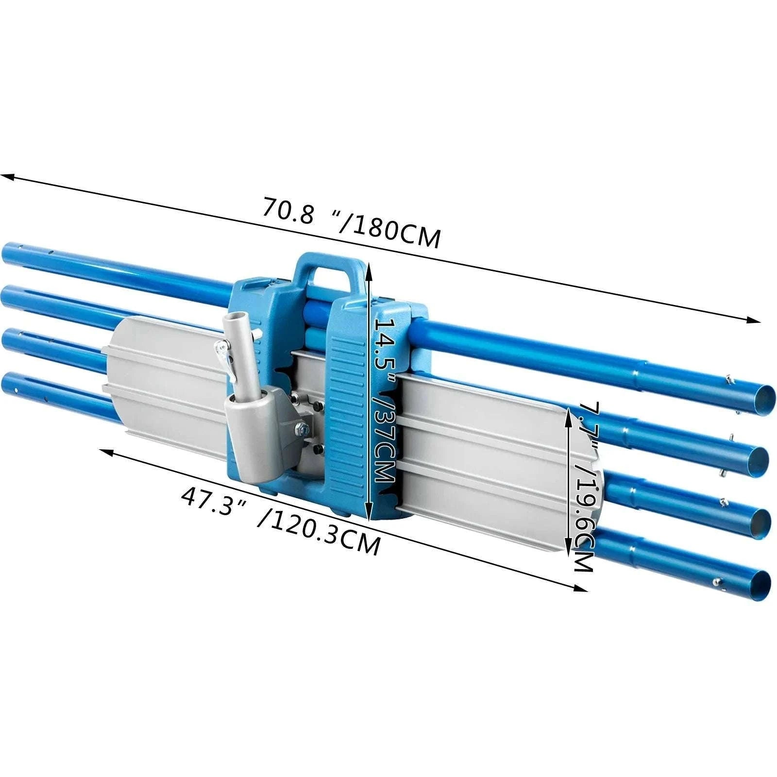 Concrete Bull Float Kit 1200x200mm with 4 Handles Round End Trowel-Blue 1200x200mm / United States