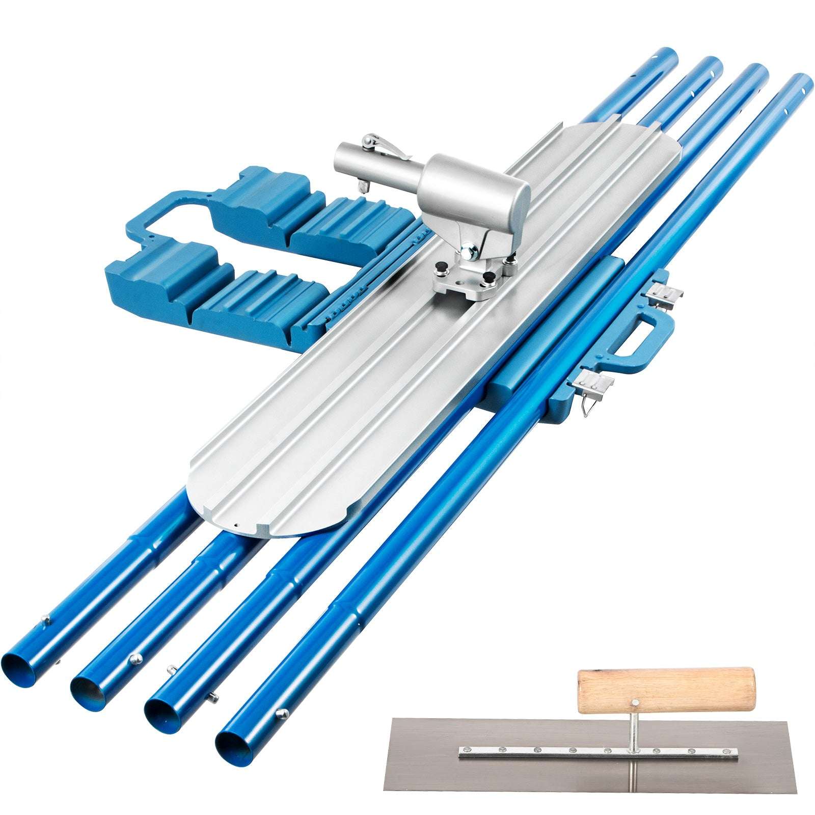 Concrete Bull Float Kit 1200x200mm with 4 Handles Round End Trowel-Blue 1200x200mm / United States
