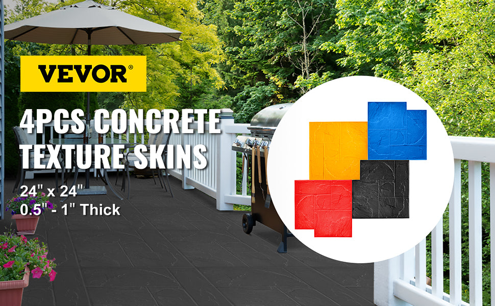 Concrete Stamp Mats 24x24" Set of 4 Stone Texture Skins