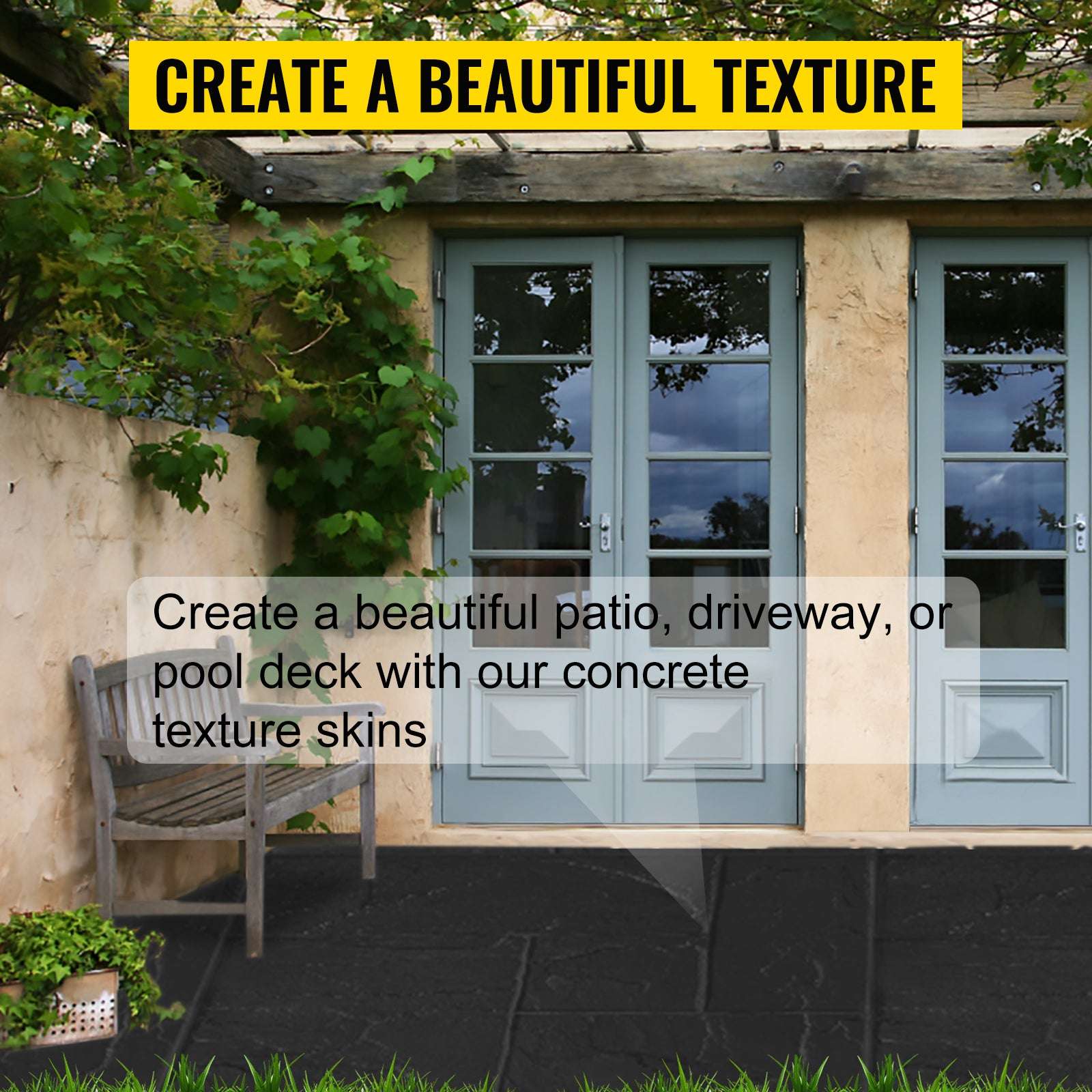 Concrete Stamp Mats 24x24" Set of 4 Stone Texture Skins-United States