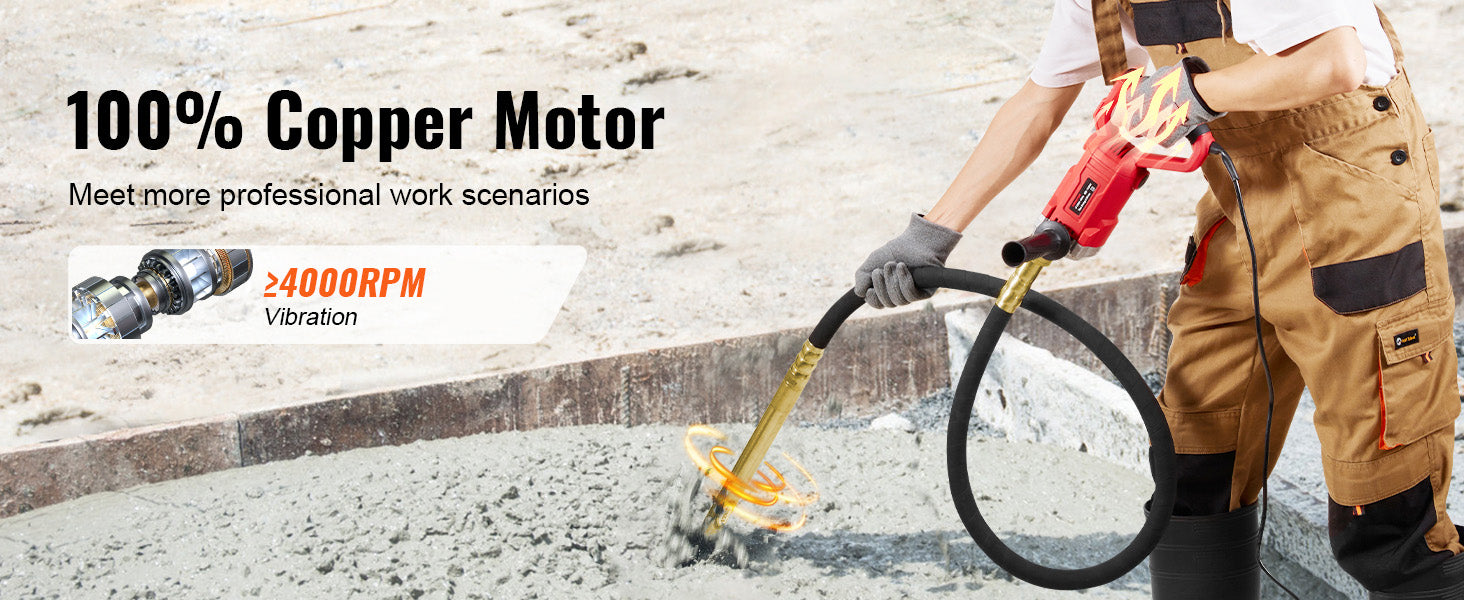 Elektrický betonový vibrátor 800W, 13000 ot./min, nástroj pro zhutňování cementu