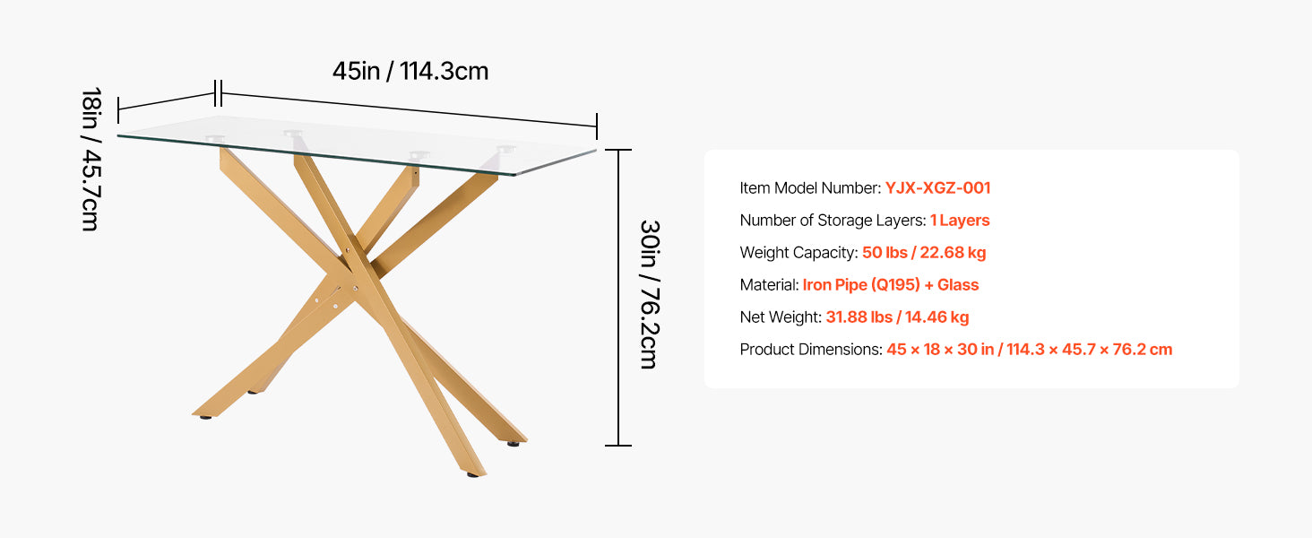Modern Glass Console Table with Metal Frame, Multi-Tier Storage