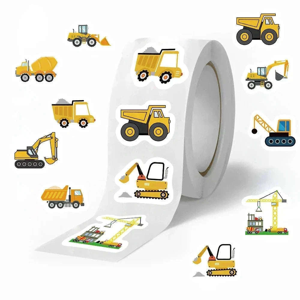Construction Vehicle Sticker Roll for Kids, 500-Piece-500PCS