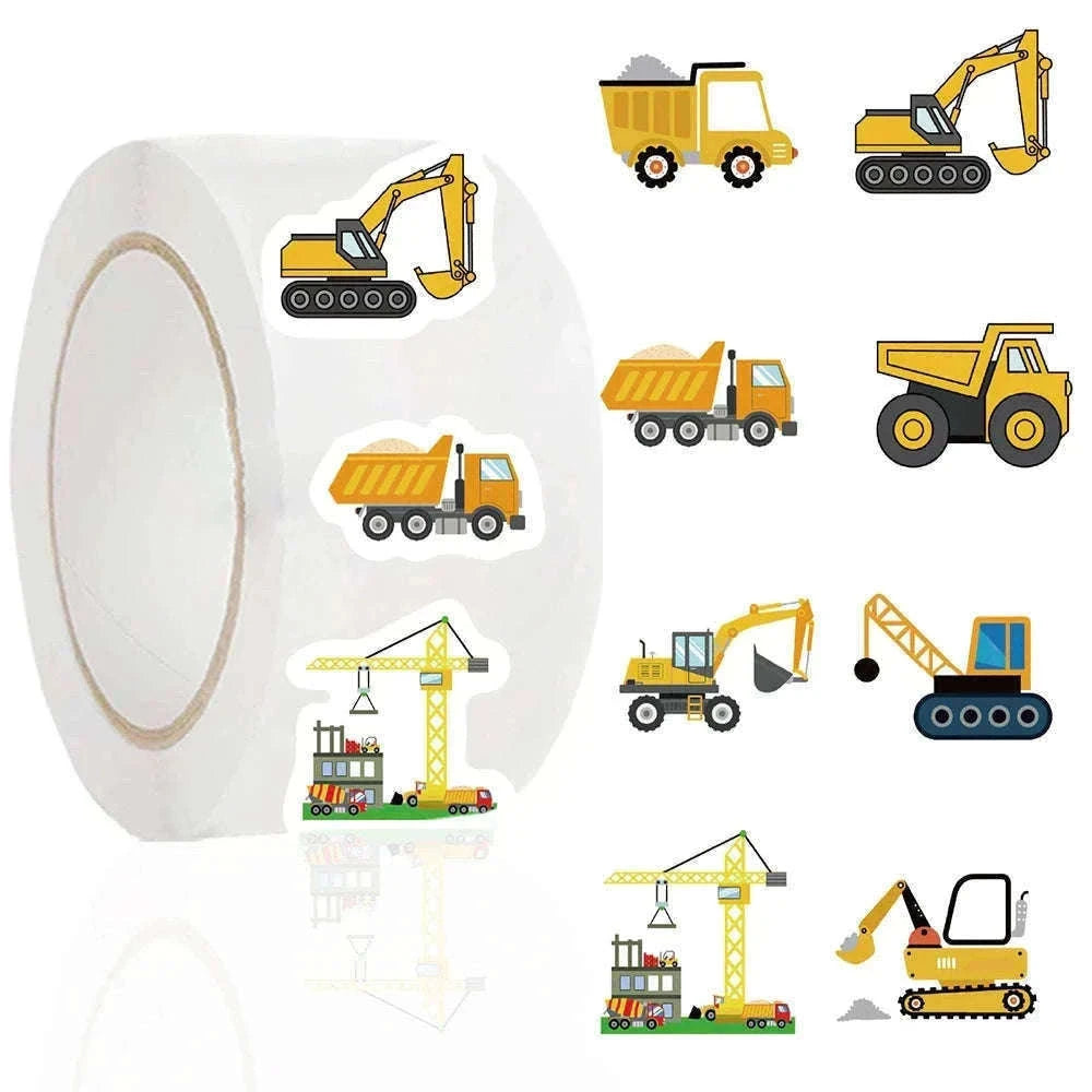 Construction Vehicle Sticker Roll for Kids, 500-Piece-500PCS