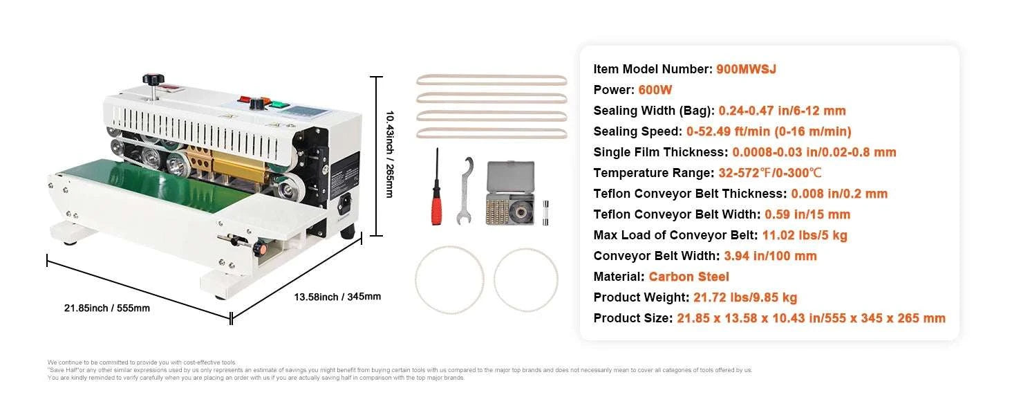 Continuous Band Sealer Machine with Count Function for Plastic Bags-900MWSJ / United States