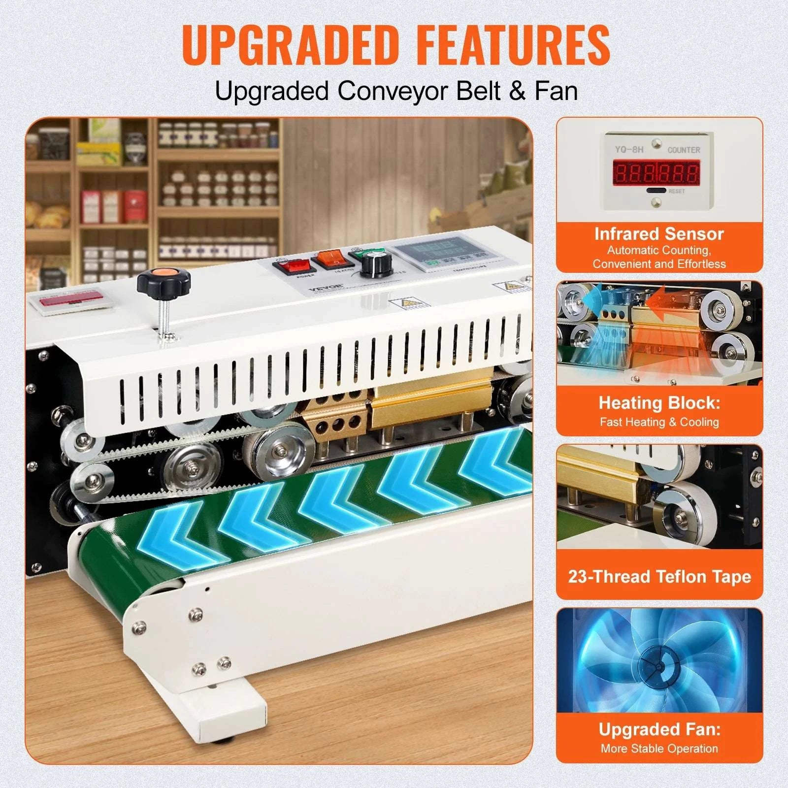 Continuous Band Sealer Machine with Count Function for Plastic Bags-900MWSJ / United States