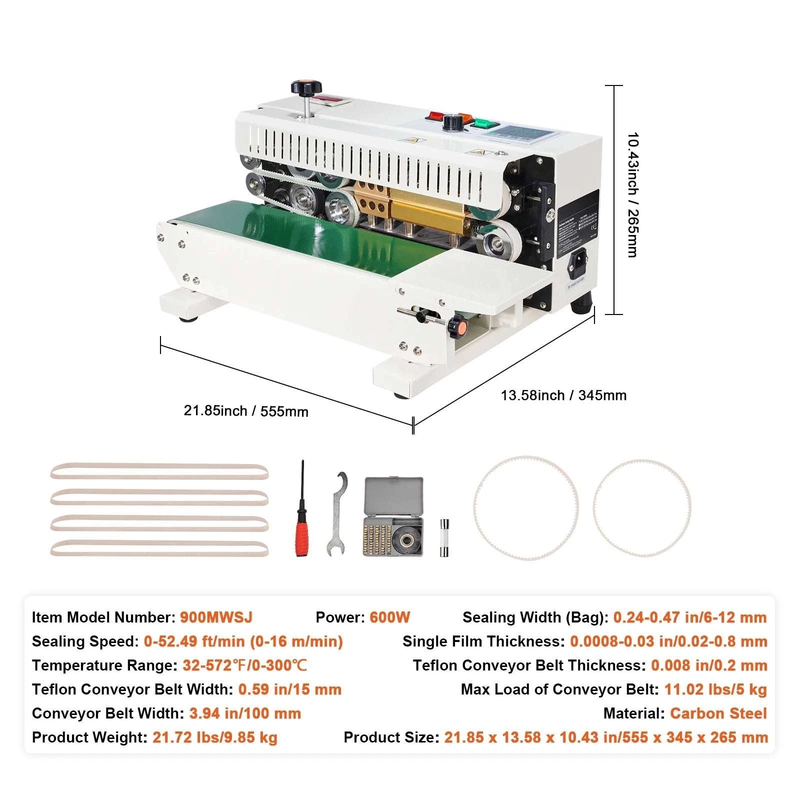 Continuous Band Sealer Machine with Count Function for Plastic Bags-900MWSJ / United States