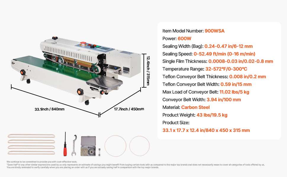 Continuous Band Sealer Machine with Inflation 6–12mm Adjustable-600W / Poland
