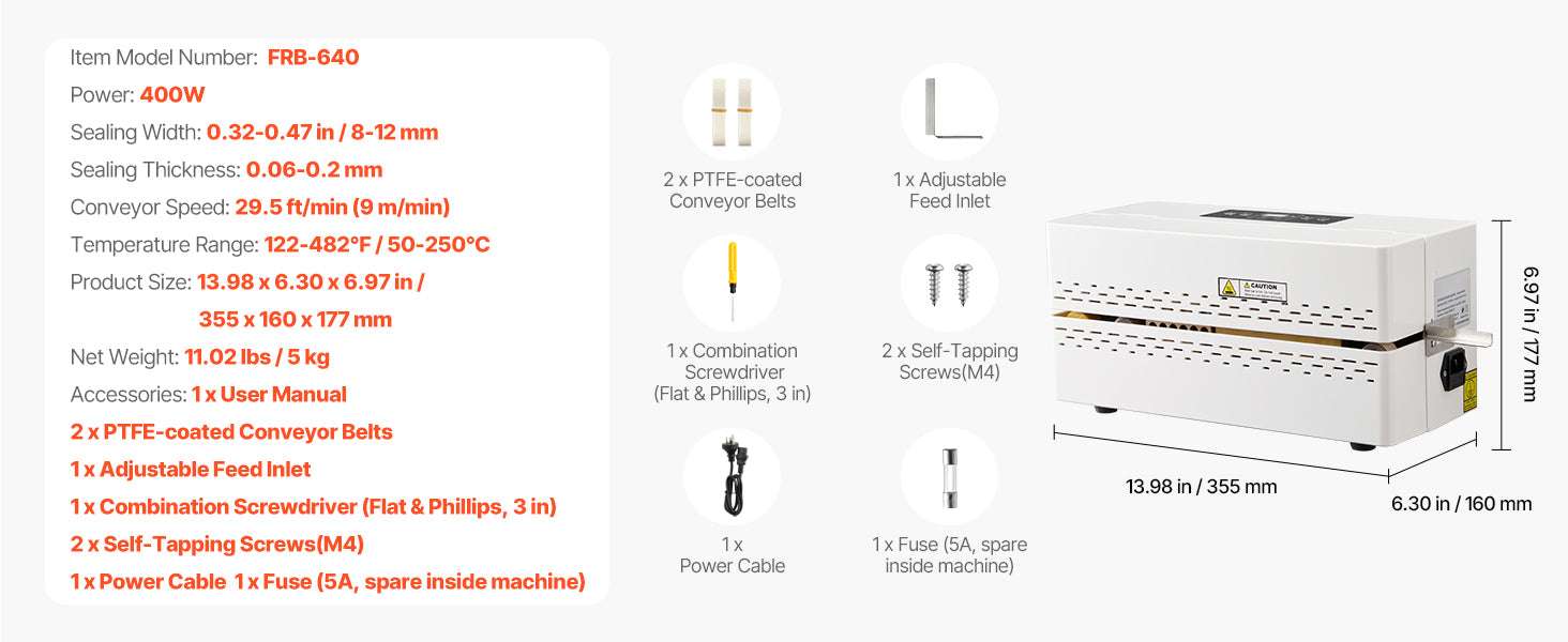 Continuous Heat Sealing Machine with Adjustable Temperature Control-WHITE / United States