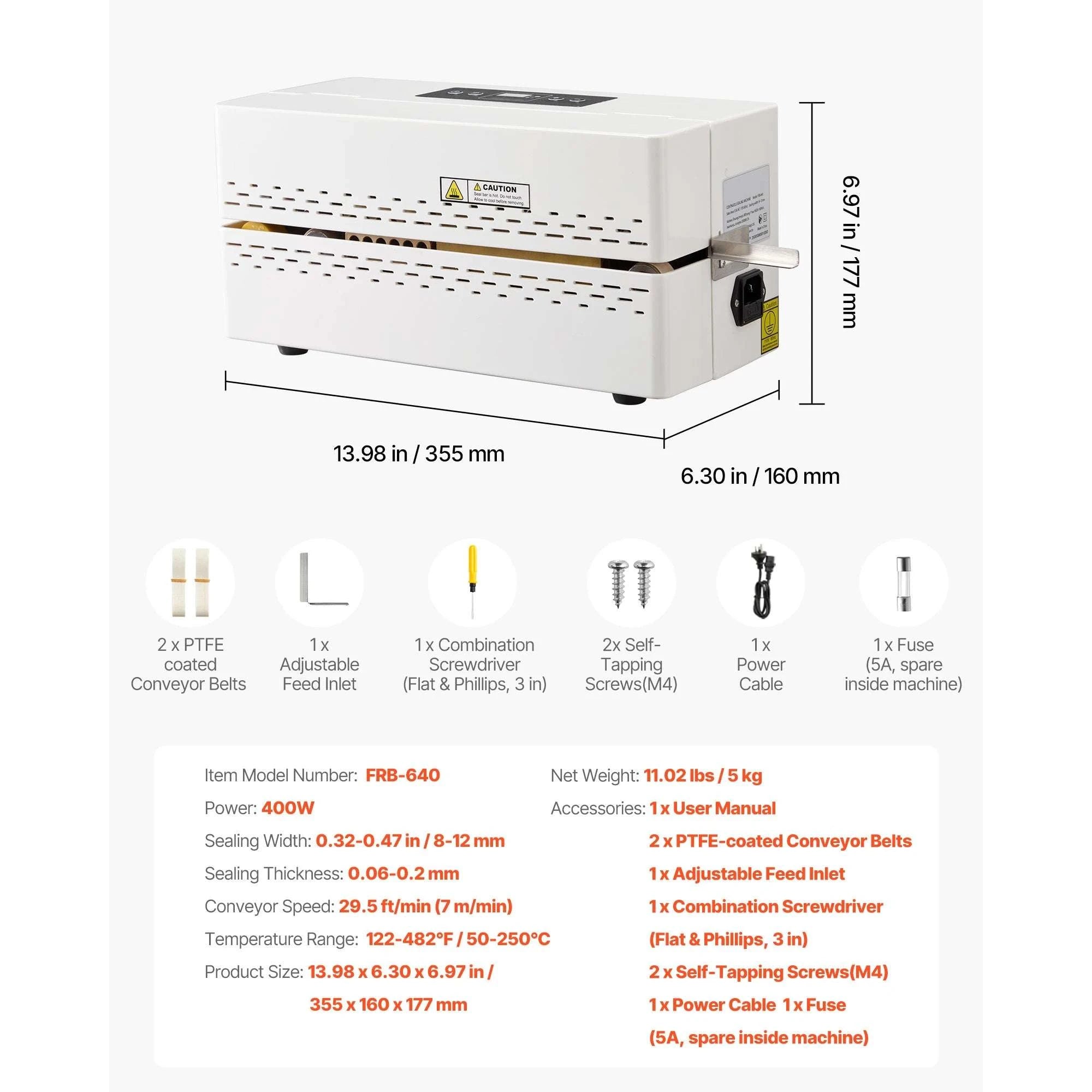 Continuous Heat Sealing Machine with Adjustable Temperature Control-WHITE / United States