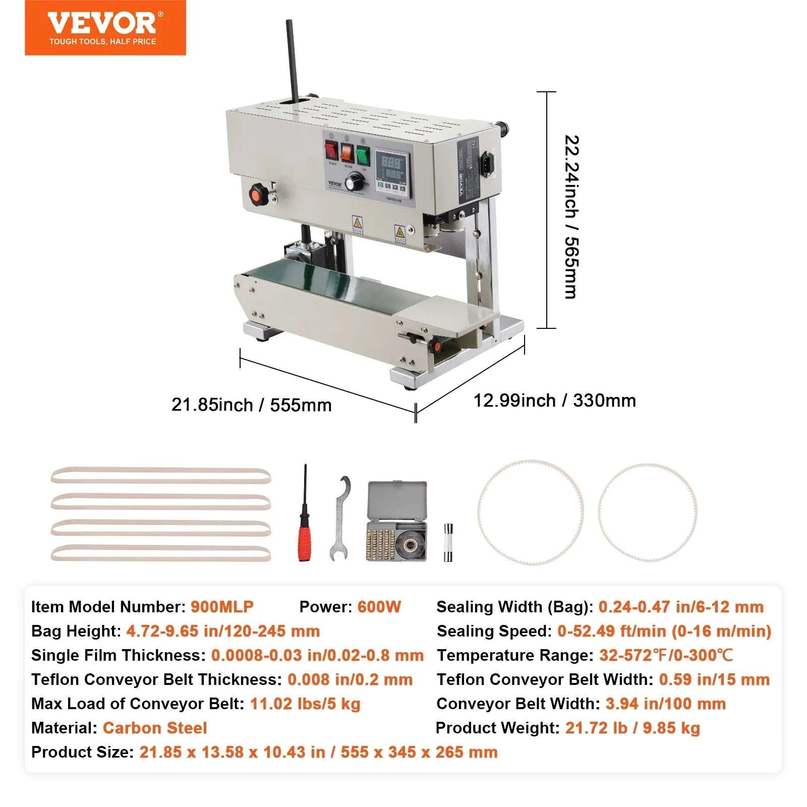 Continuous Vertical Band Sealer 6–12mm Adjustable Bag Sealing Machine-600W / CZECH REPUBLIC
