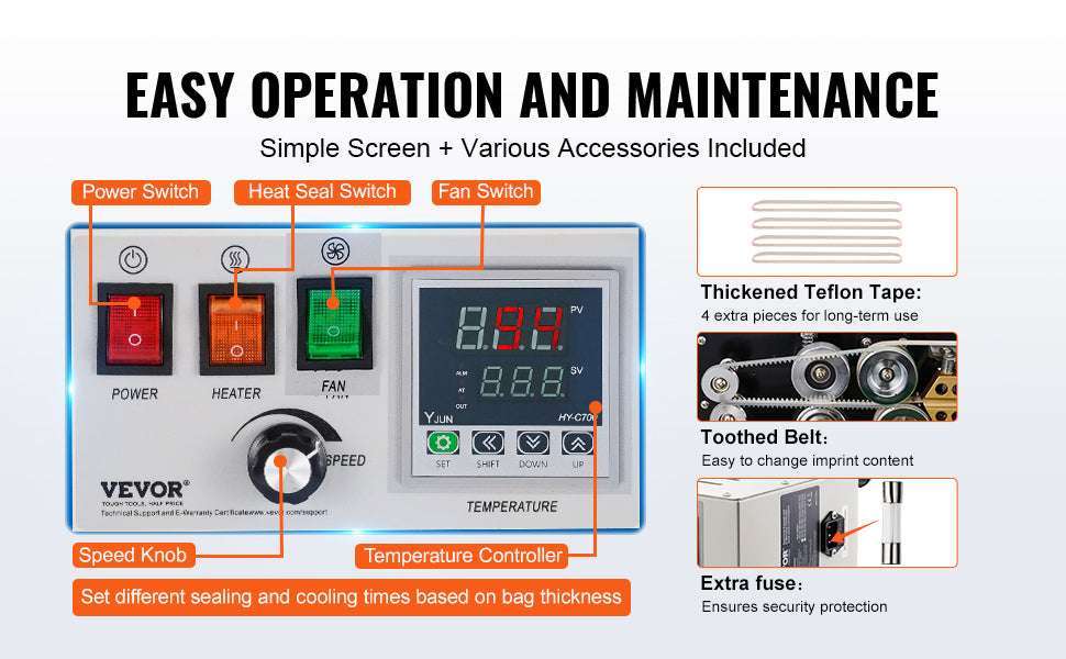 Continuous Vertical Band Sealer 6–12mm Adjustable Bag Sealing Machine-600W / CZECH REPUBLIC