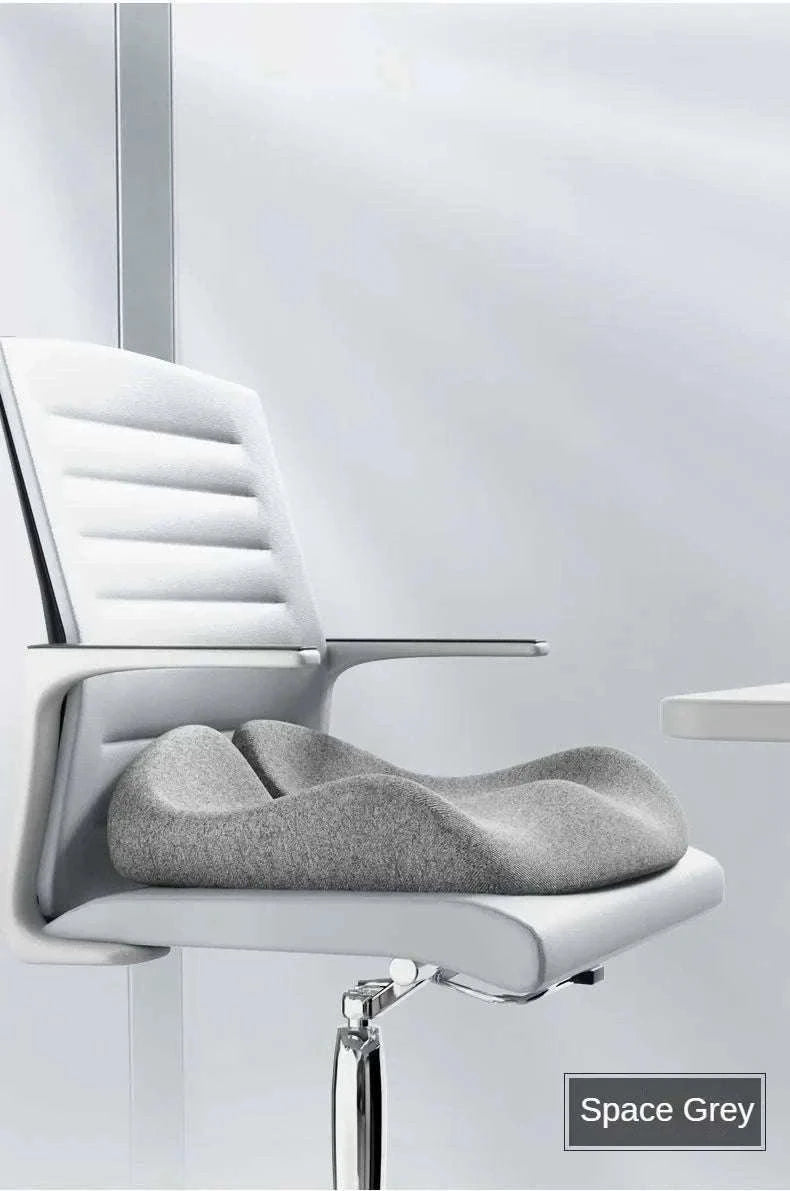 Contoured Memory Foam Seating Pad for Pressure Relief-Light Gray
