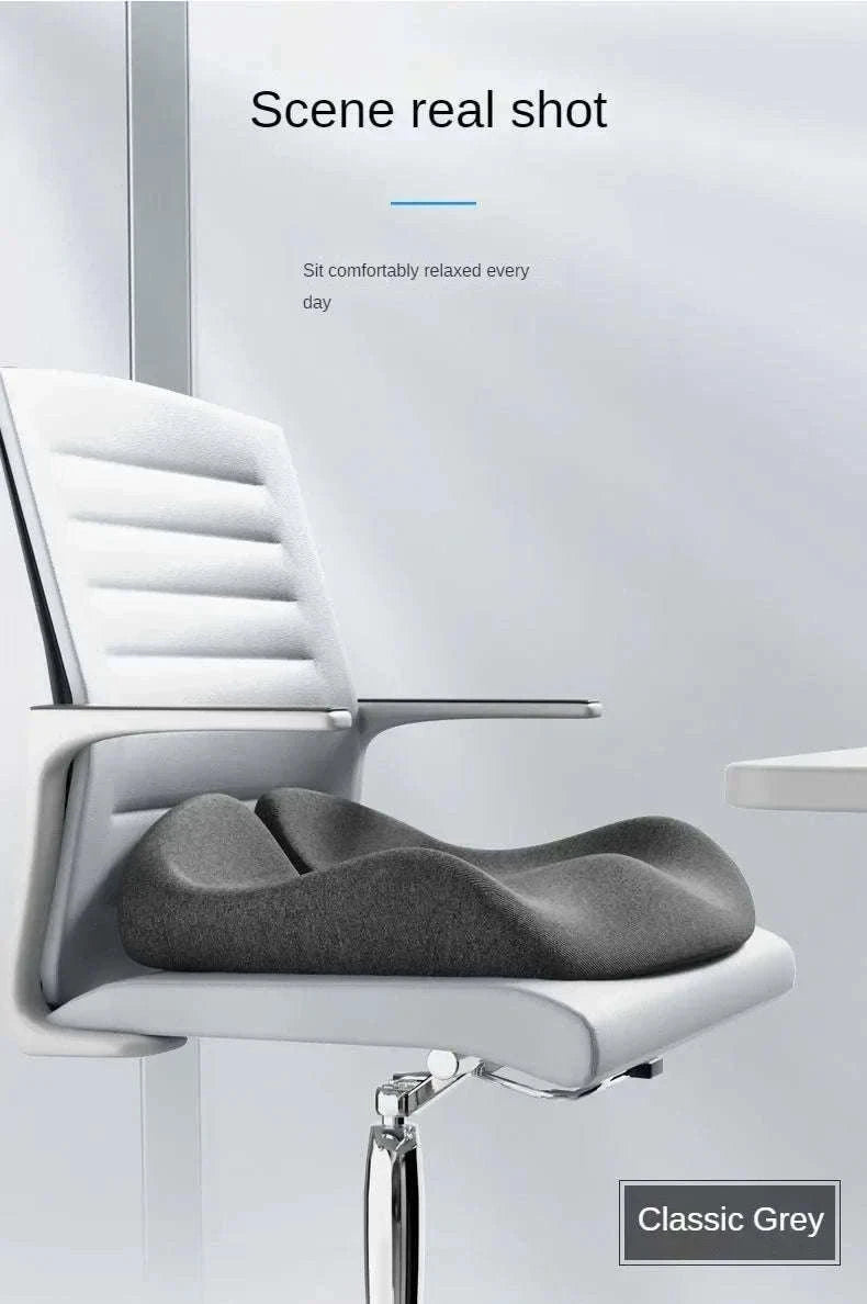 Contoured Memory Foam Seating Pad for Pressure Relief-Light Gray