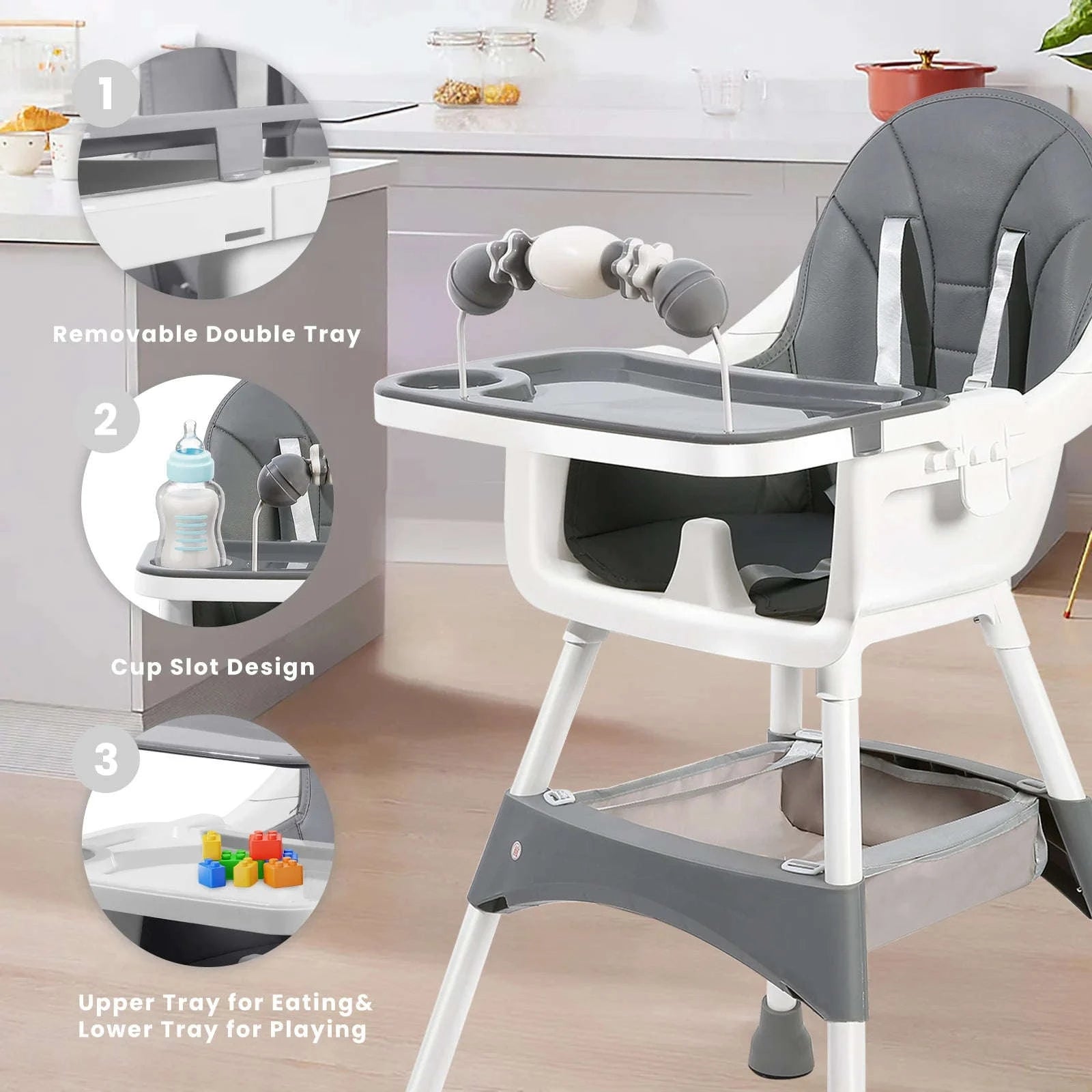 Convertible Baby High Chair-Pink / GERMANY