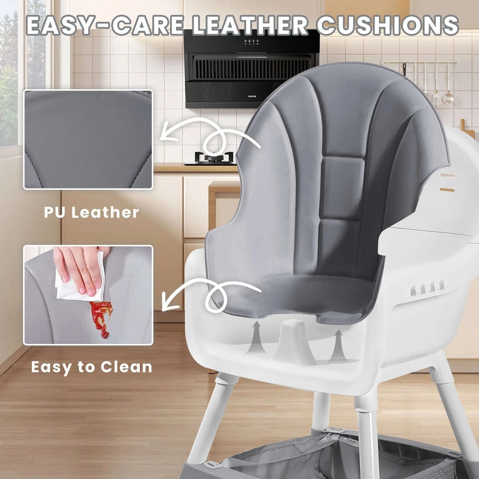 Convertible Baby High Chair-Pink / GERMANY