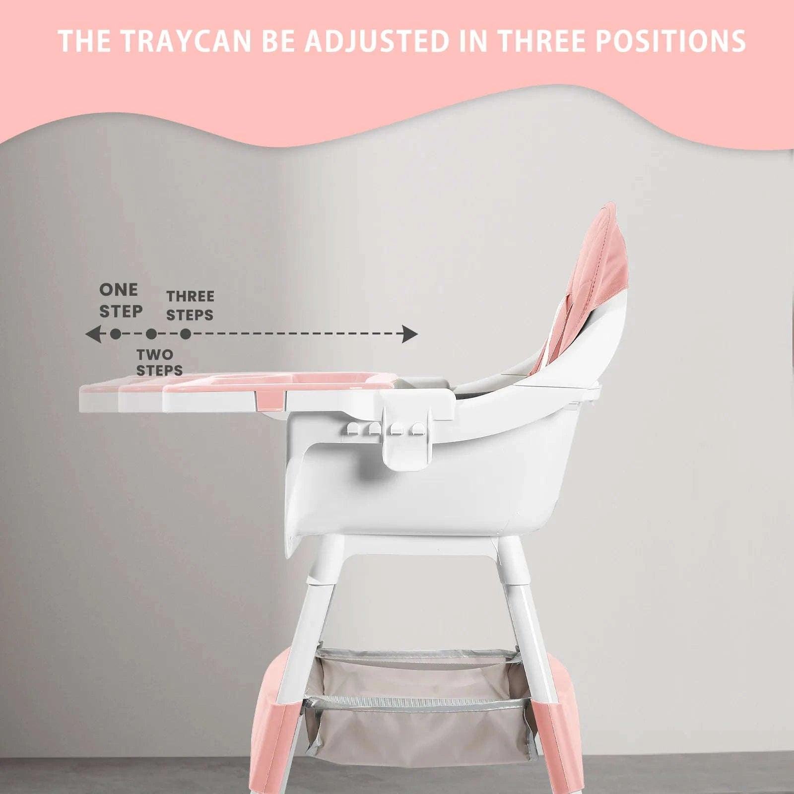 Convertible Baby High Chair-Pink / GERMANY