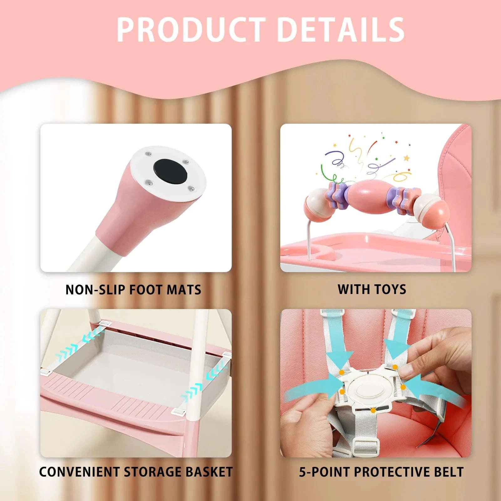 Convertible Baby High Chair-Pink / GERMANY