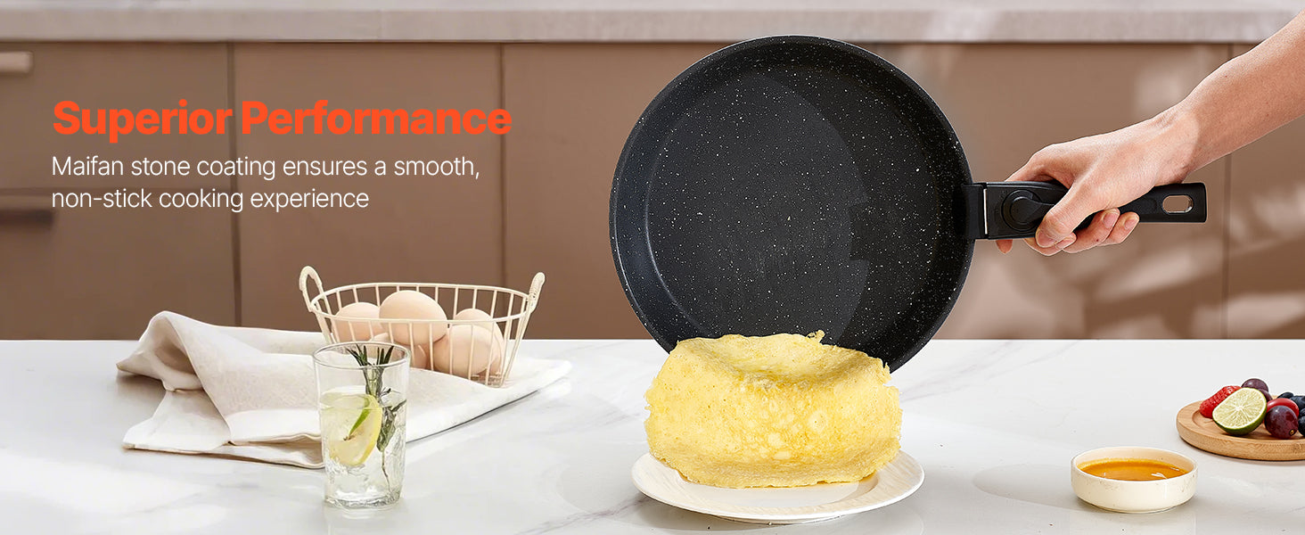 17-Piece Nonstick Cookware Set with Detachable Handles