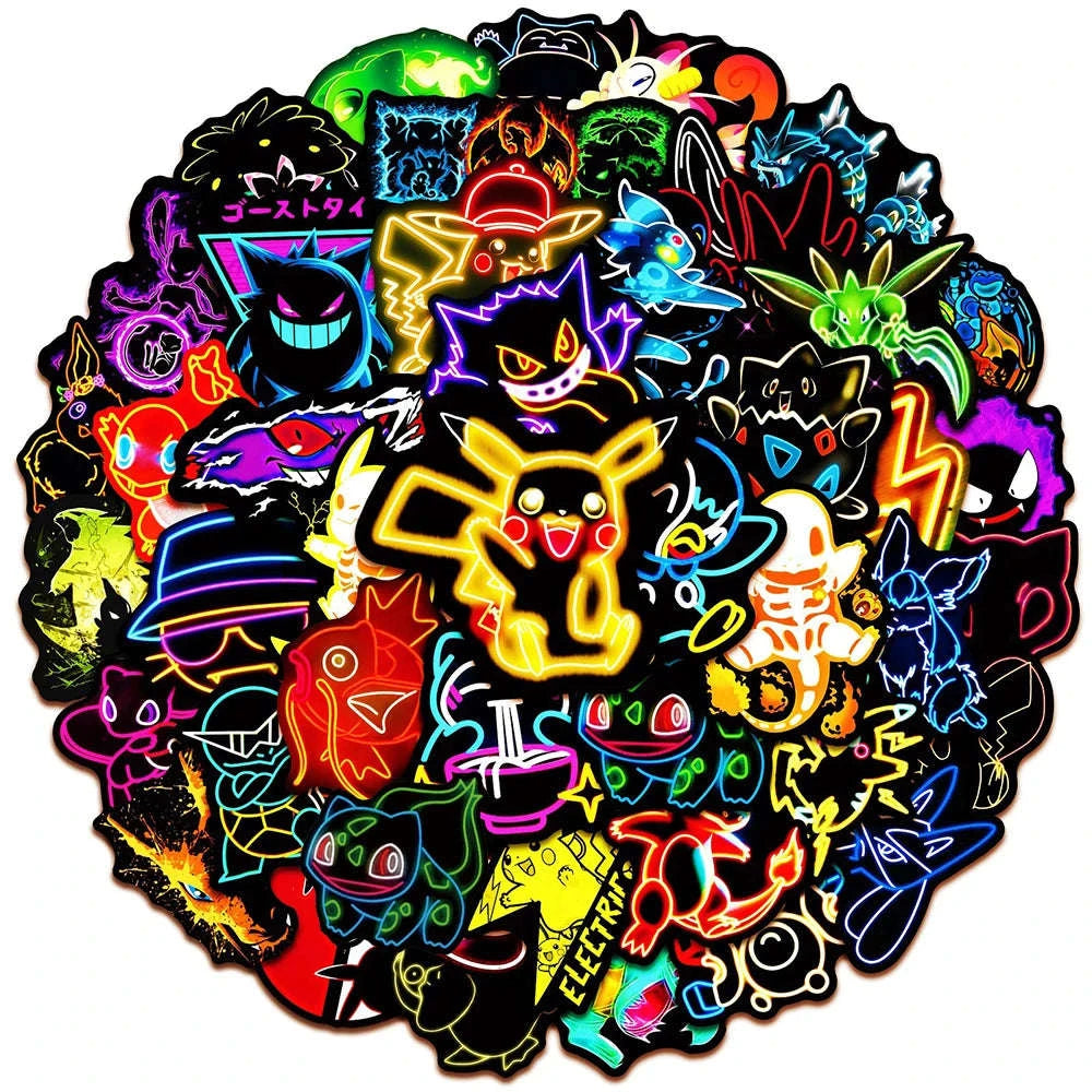 Cool Anime Neon Pokemon Stickers Pack-30PCS