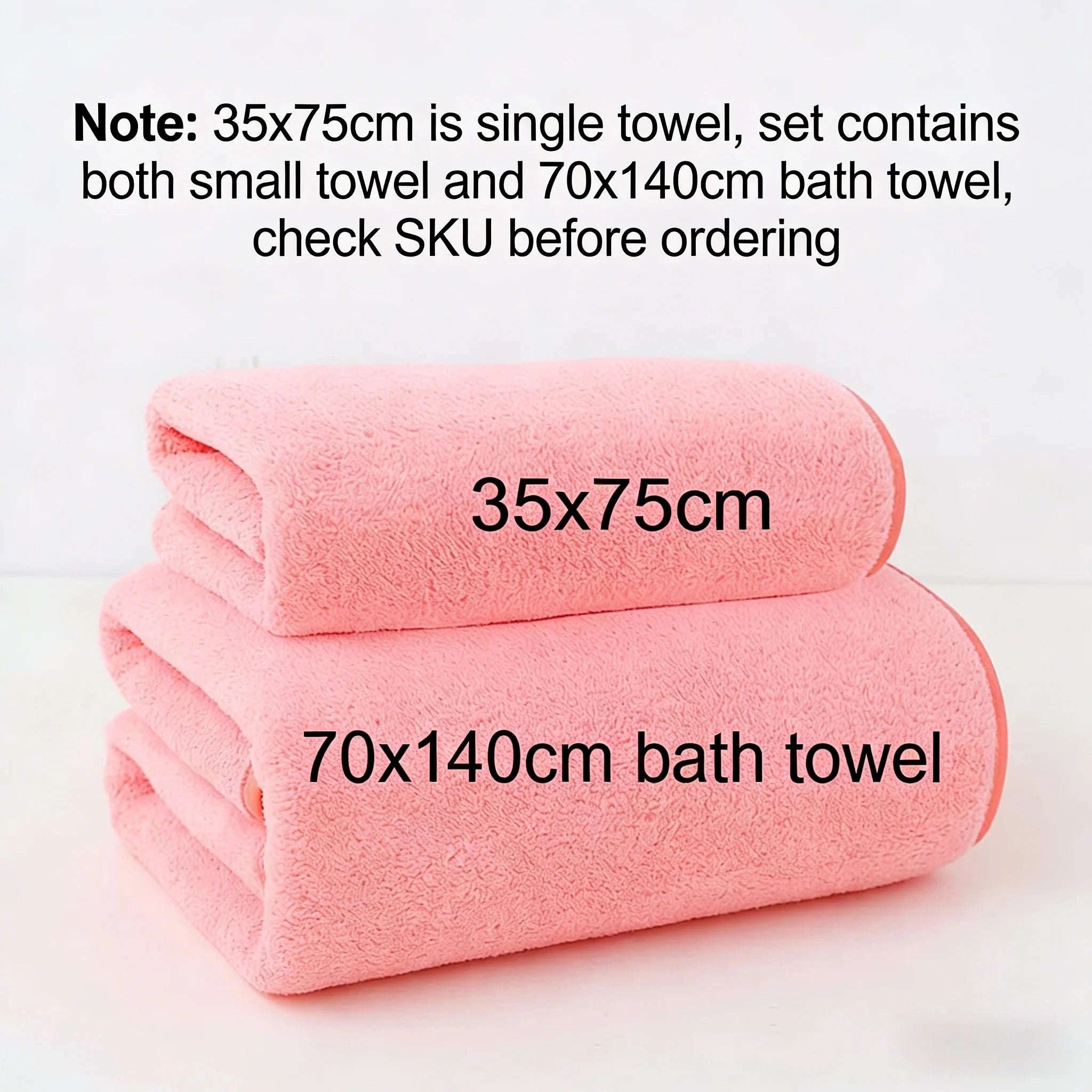 Coral Fleece Towel Set, Soft Absorbent Bath and Face Towels-1pc 35x75cm Towel / Pink / United States