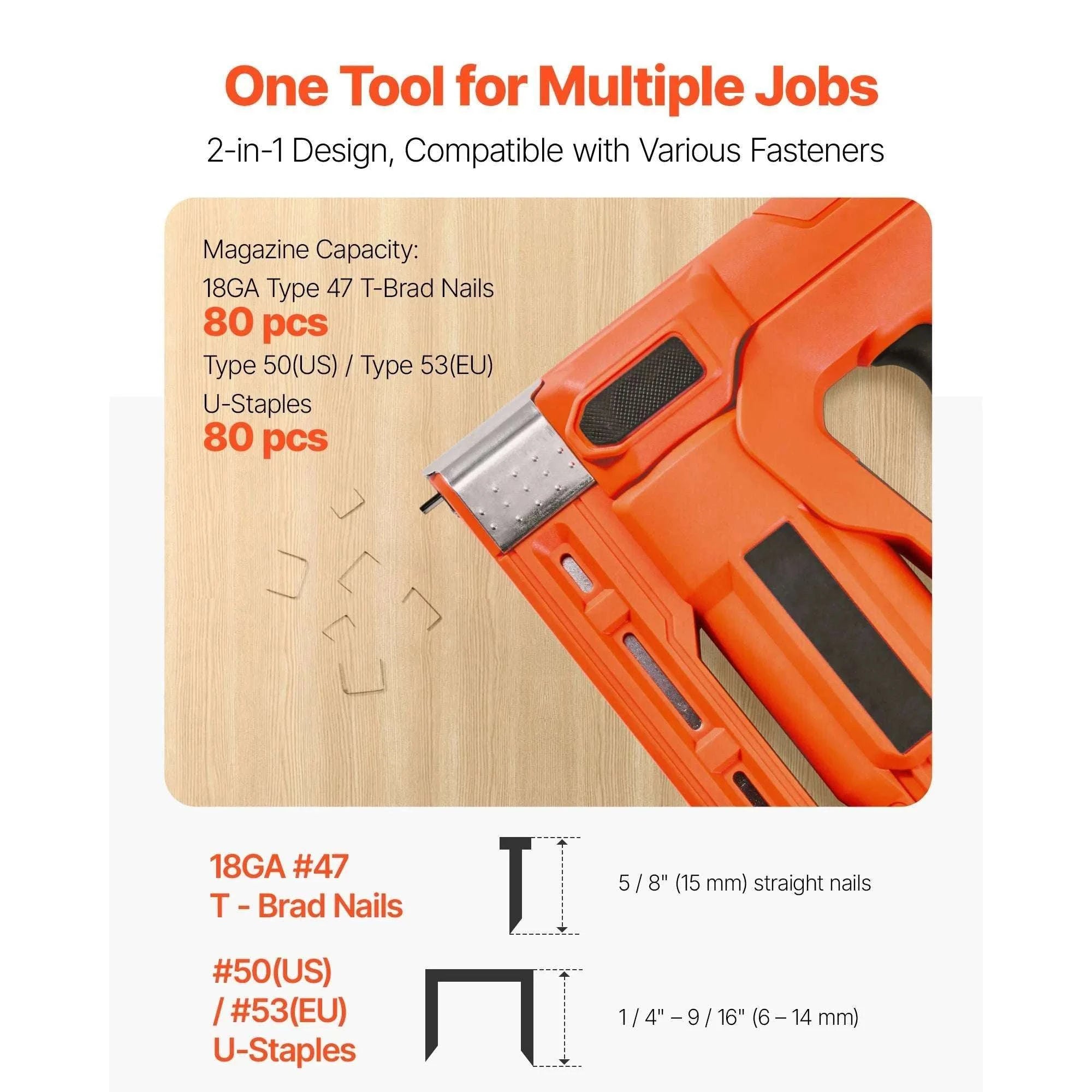 Cordless 2-in-1 Brad Nailer & Staple Gun with Battery-TypeB / United States