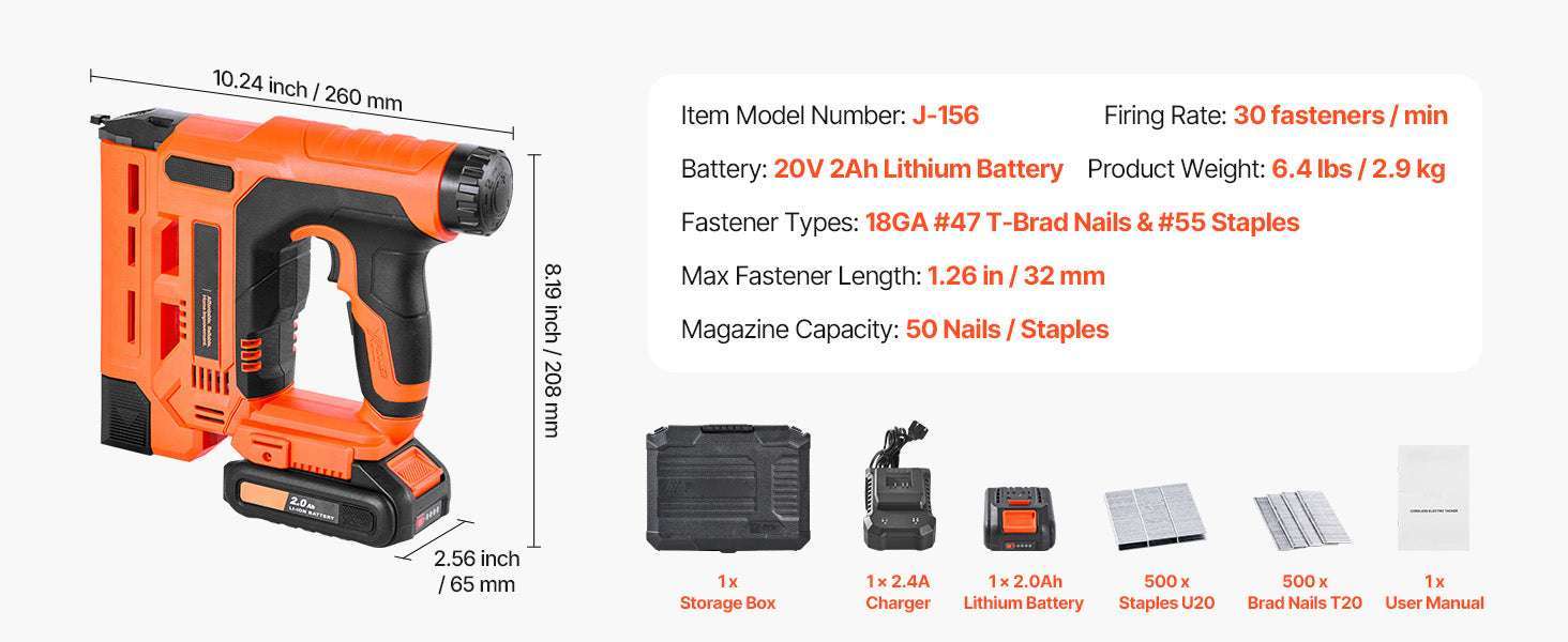Cordless 2-in-1 Brad Nailer & Staple Gun with Battery-TypeB / United States