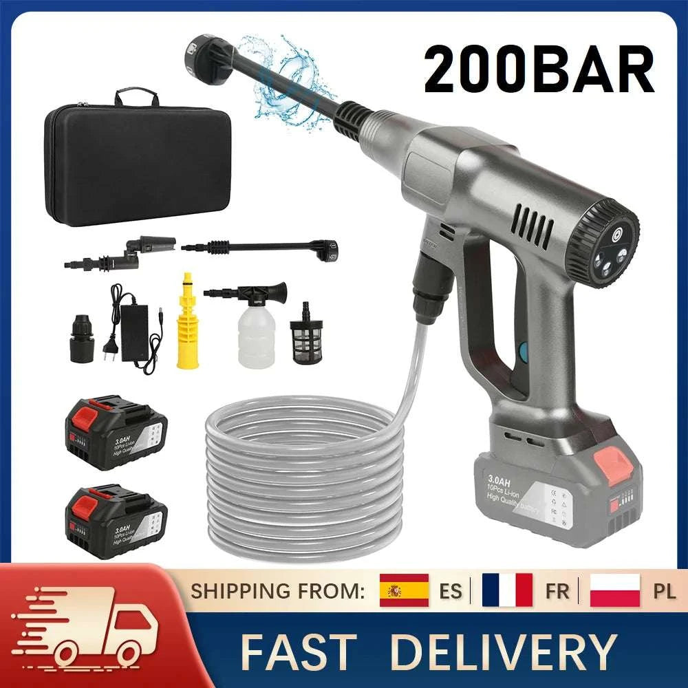 Cordless 200Bar High Pressure Washer with 6-in-1 Nozzle-1 pc battery / EU / france|Electric