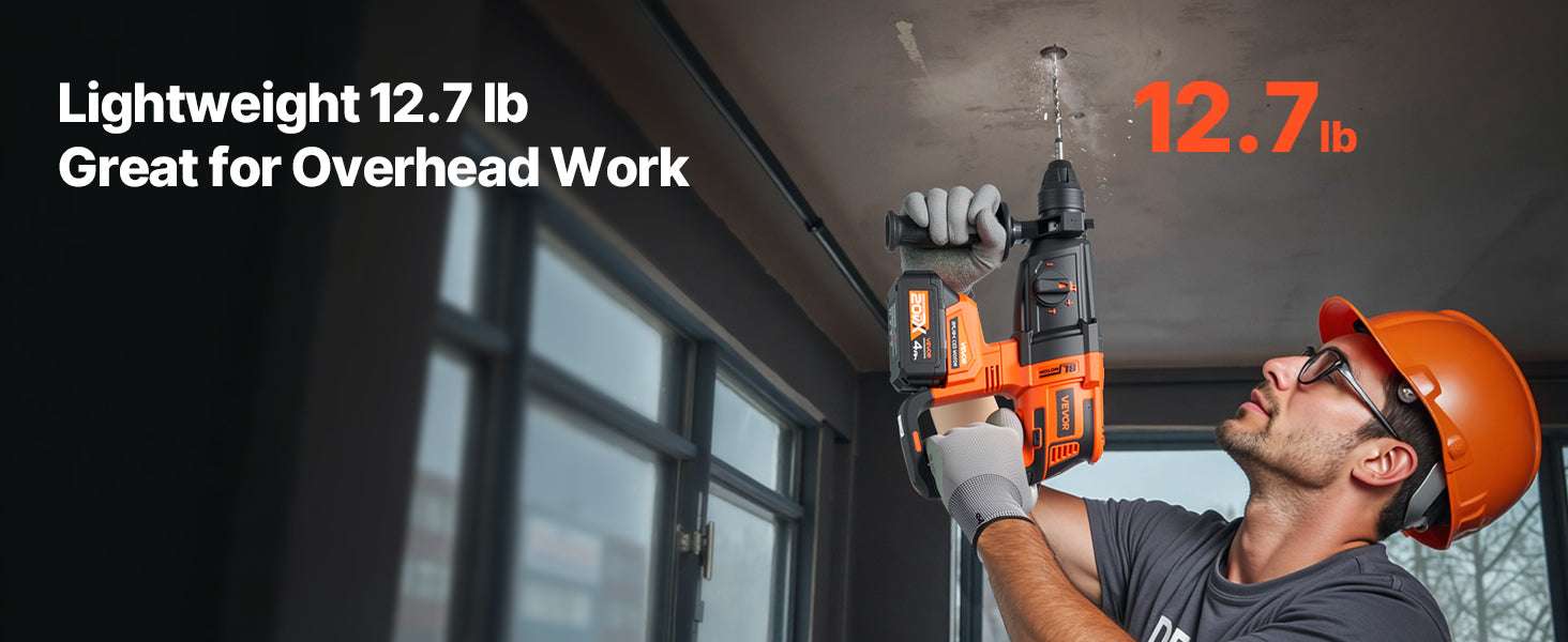 Cordless 20V SDS-Plus Rotary Hammer Drill 26mm with 4Ah Battery Kit-28mm 1.1in / United States