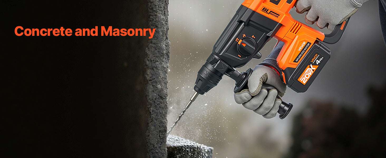 Cordless 20V SDS-Plus Rotary Hammer Drill 26mm with 4Ah Battery Kit-28mm 1.1in / United States