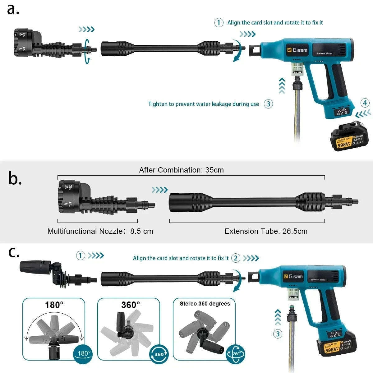 Cordless 250Bar High Pressure Washer Gun with Brushless Motor-China Mainland / 2 Battery 1 Plug