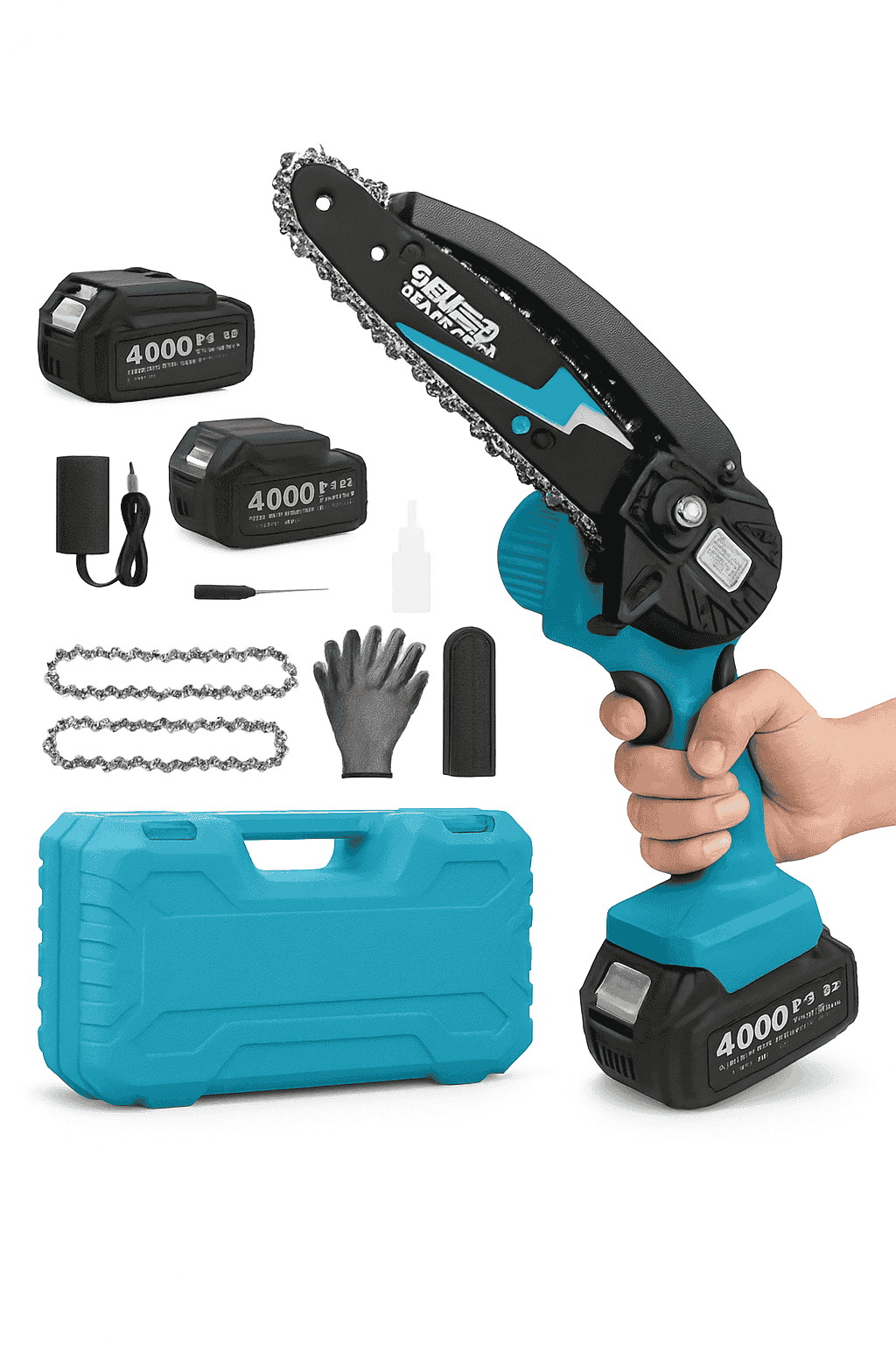 Cordless 6-Inch Mini Chainsaw for Pruning and DIY Cutting-With 2-battery 4.0Ah / EU / GERMANY