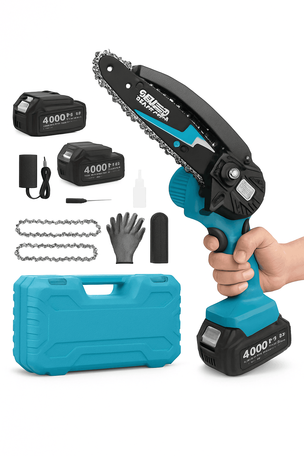 Cordless 6-Inch Mini Chainsaw for Pruning and DIY Cutting-With 2-battery 4.0Ah / EU / GERMANY