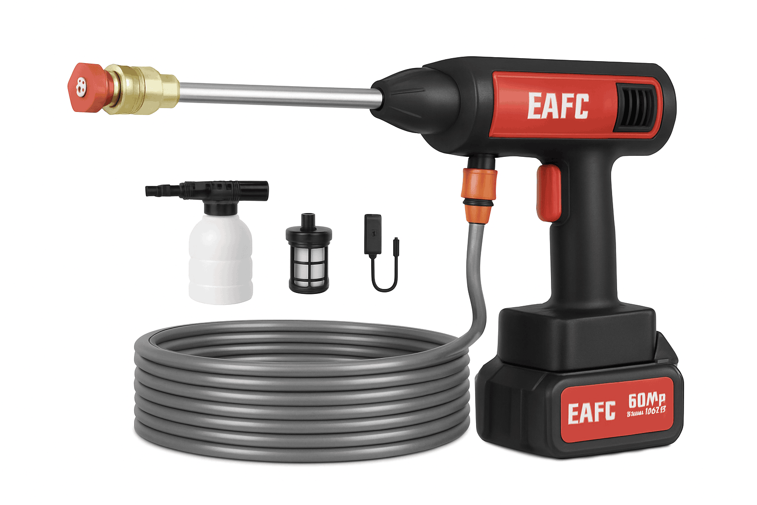Cordless 60Bar Electric Car Wash Gun with Foam Generator-80Wh / Battery Powered / spain