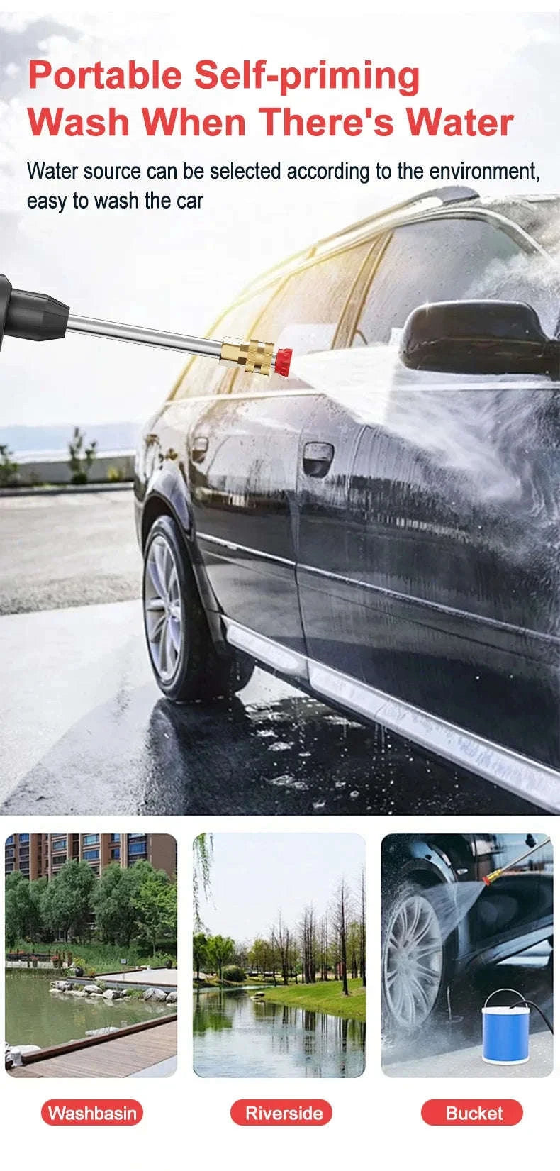 Cordless 60Bar Electric Car Wash Gun with Foam Generator-80Wh / Battery Powered / spain